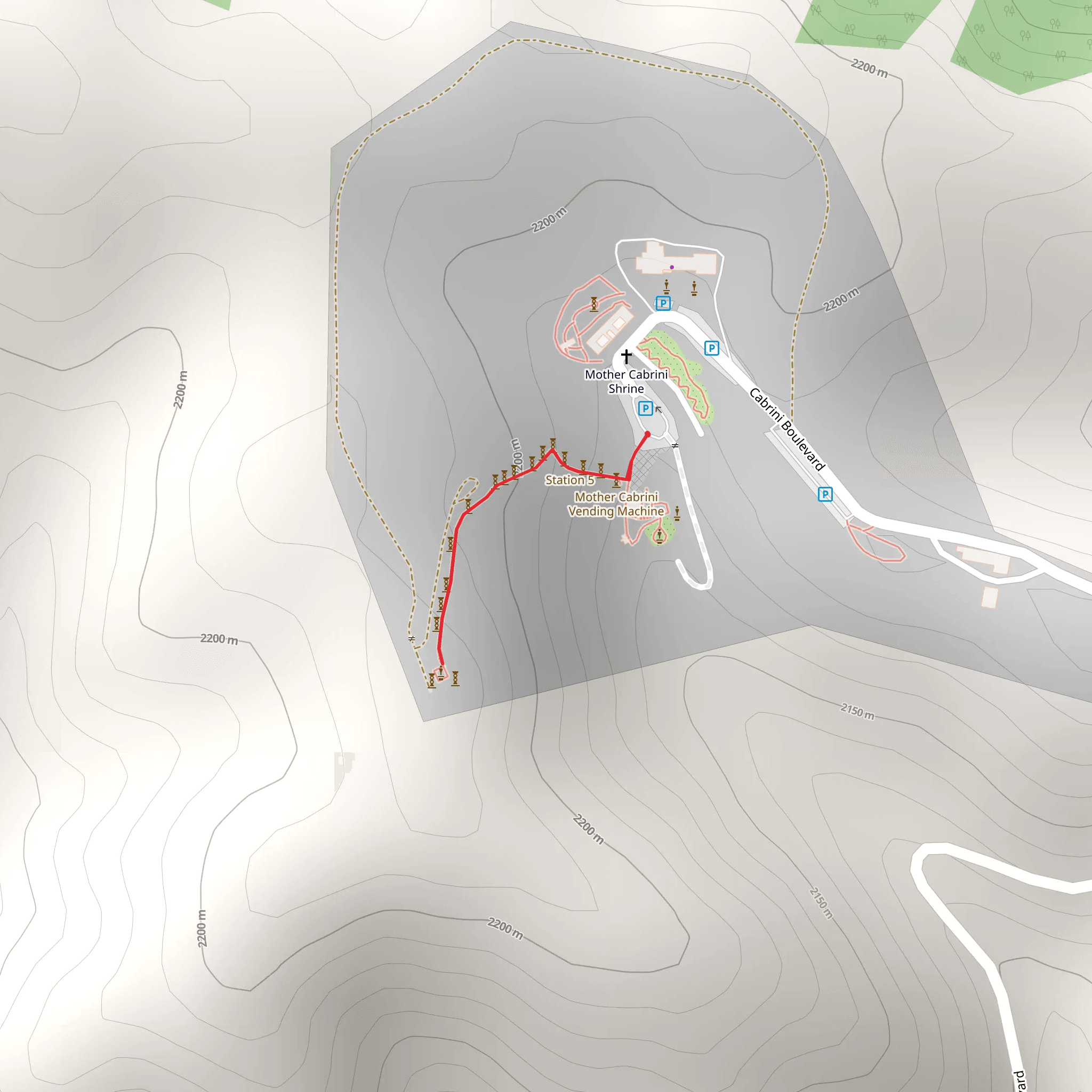 Cabrini Boulevard Out and Back mobile static map