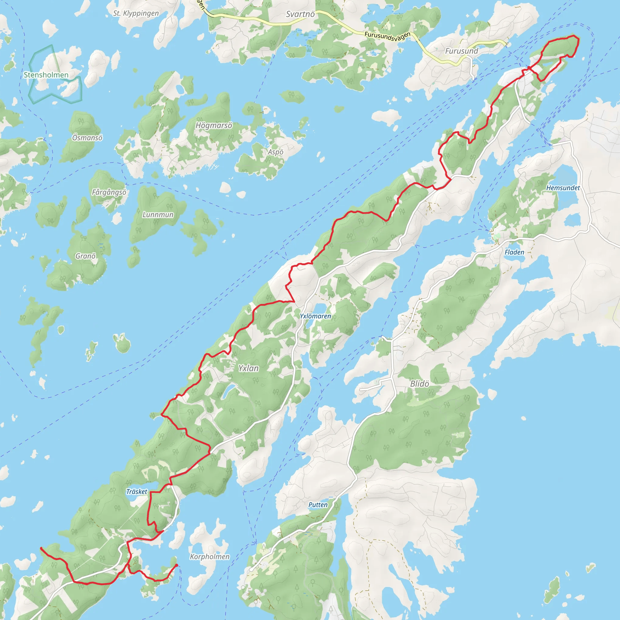 Stockholm Archipelago Trail - Yxlan mobile static map