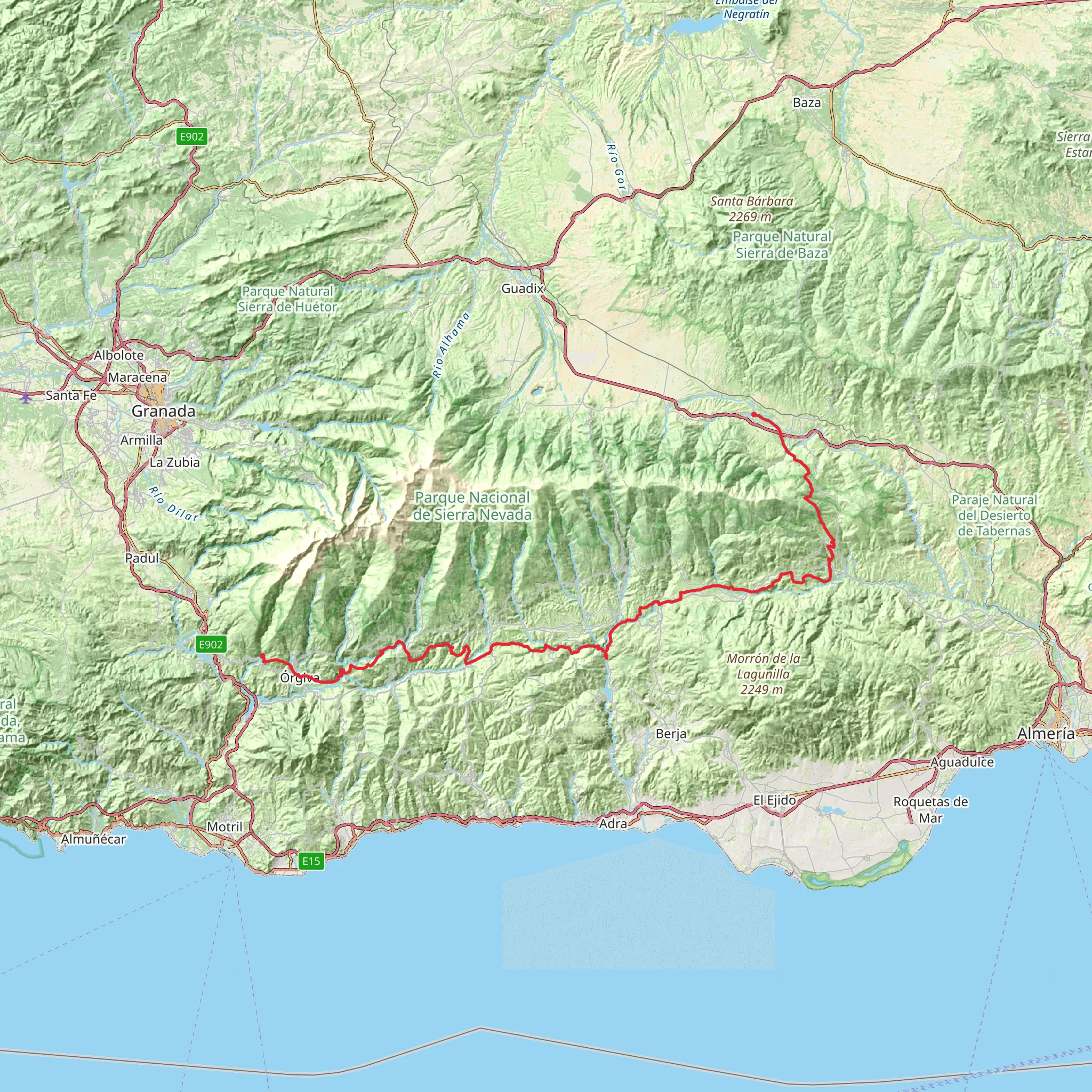 GR 142 Sendero de la Alpujarra mobile static map