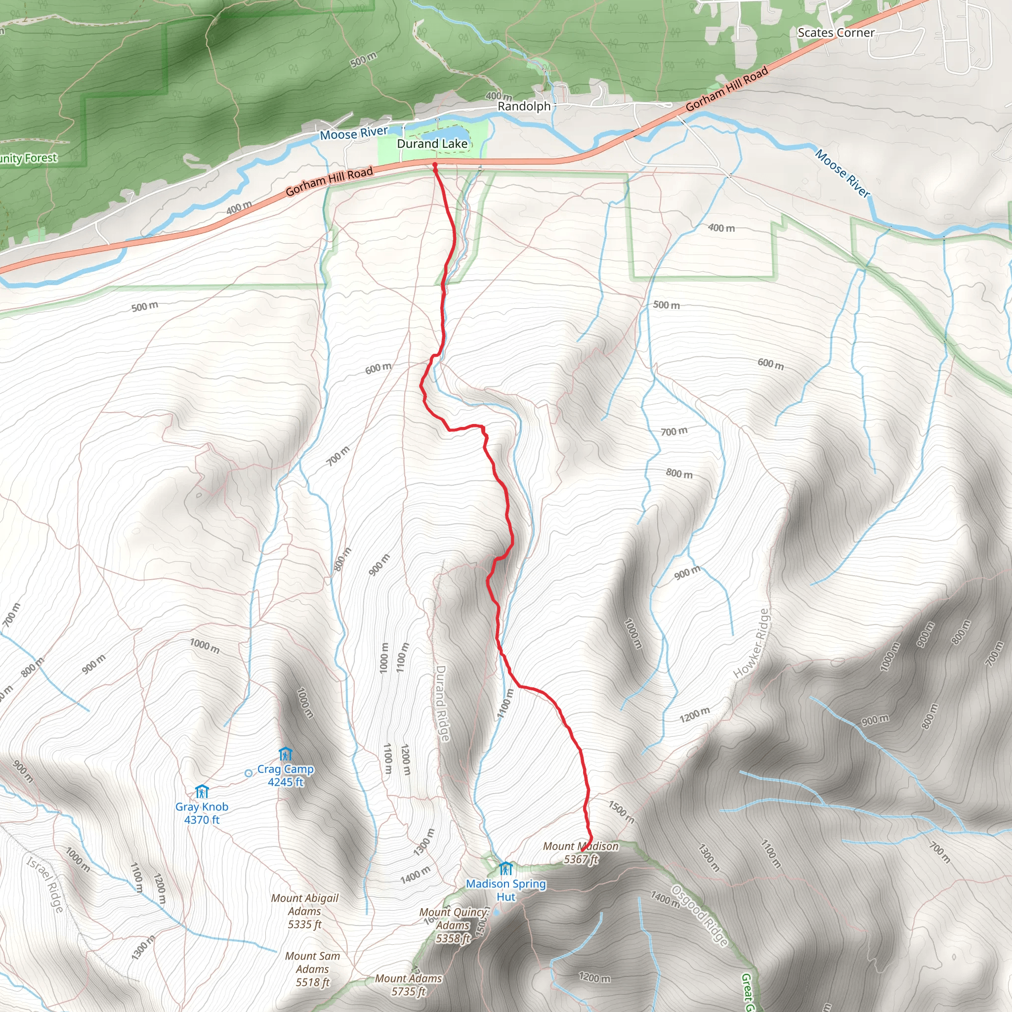 Mount Madison via Valley Way and Watson Path Trail mobile static map