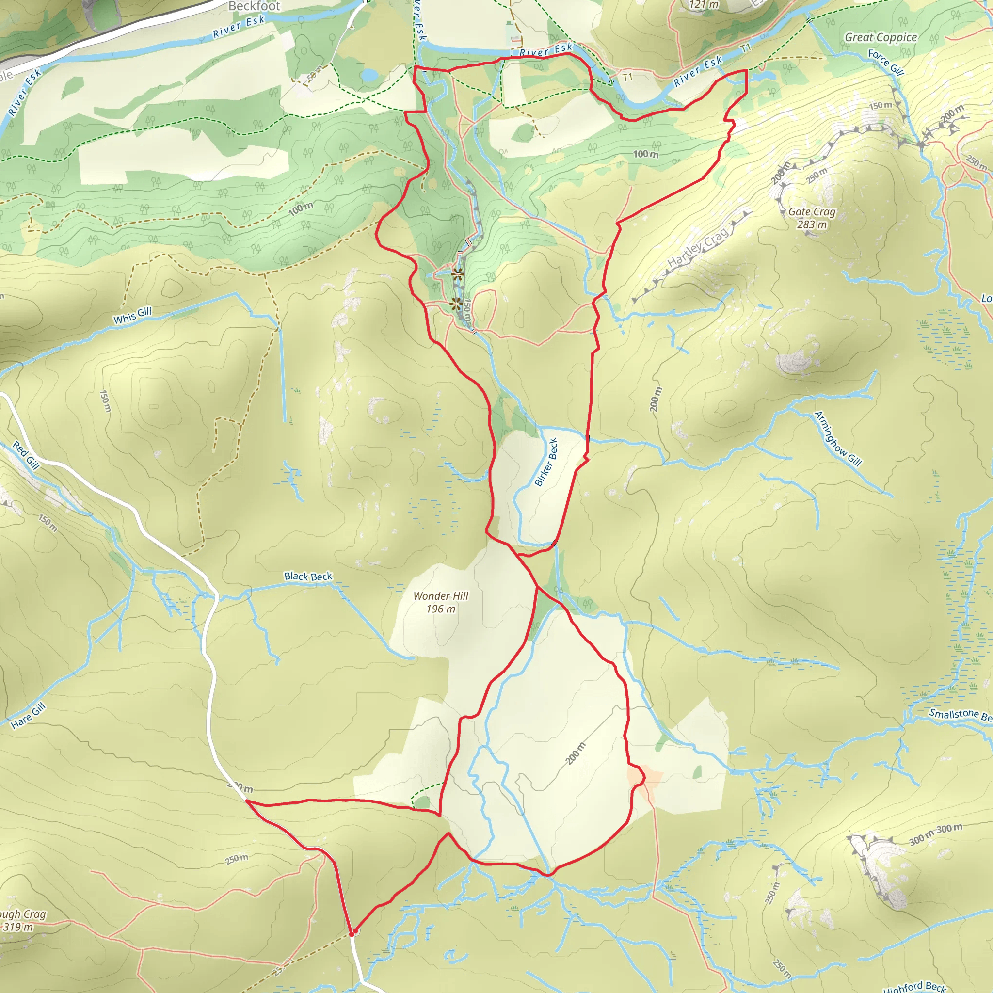 Gill Force Waterfall, Stanley Force Waterfall and Underbank Loop mobile static map