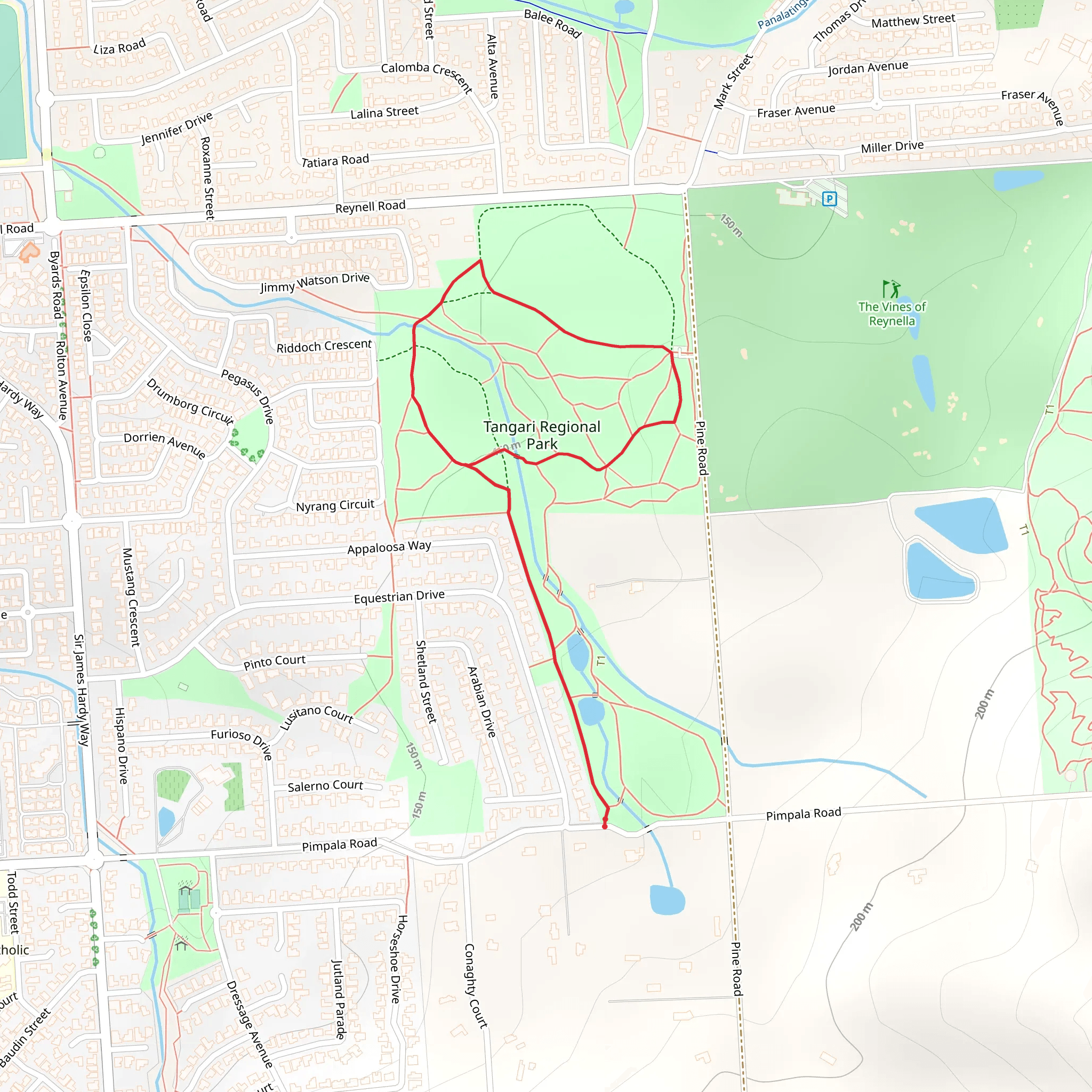 Tangari Regional Park Trail mobile static map