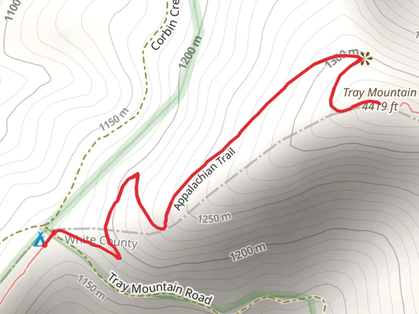 An image depicting the trail Tray Mountain and its surrounding area.