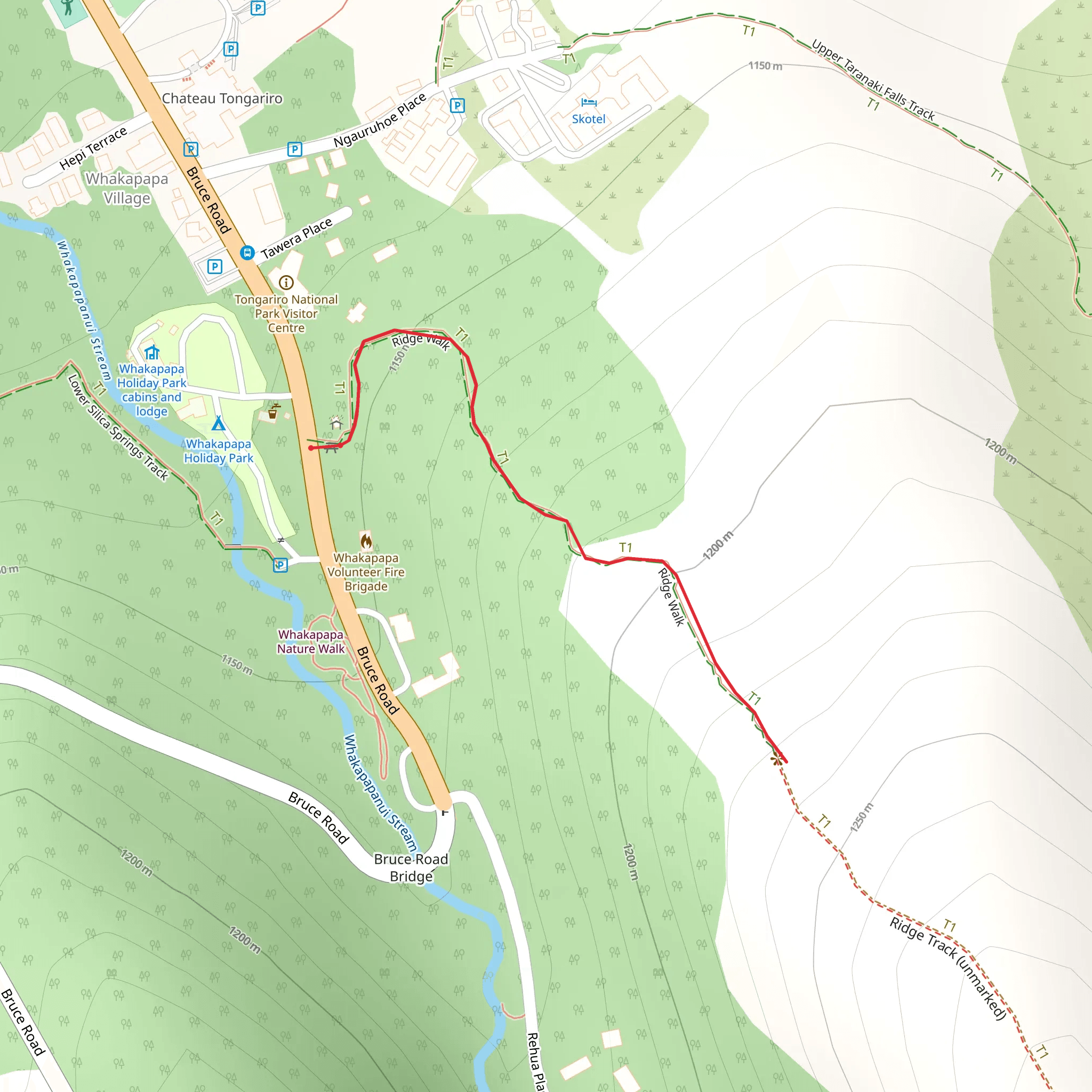 Whakapapa Village - Ridge Track mobile static map