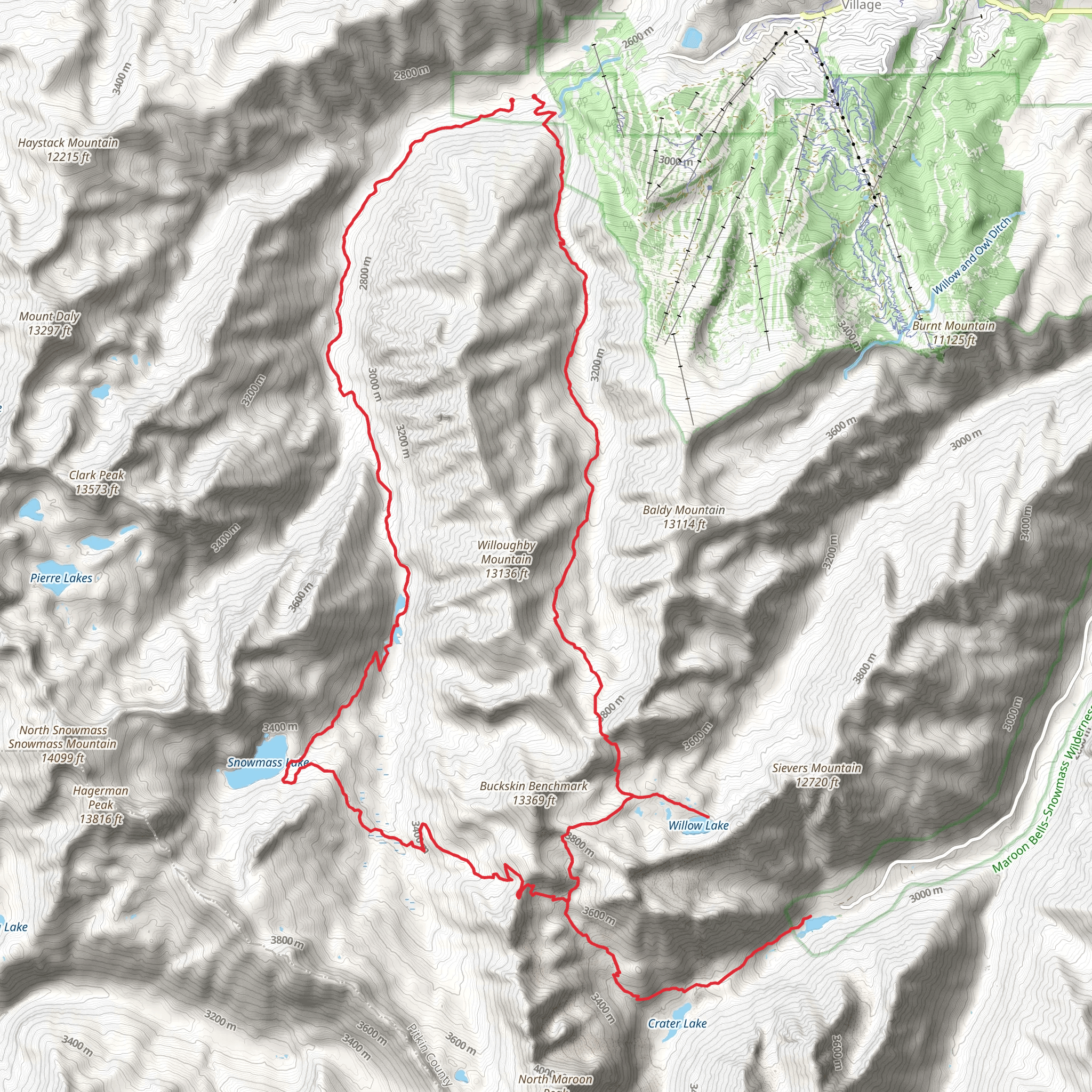 Snowmass to East Snowmass Creek Loop mobile static map