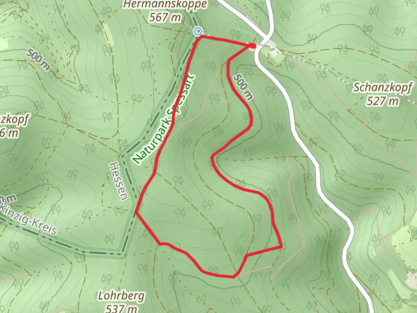 An image depicting the trail Scheilwald Loop and its surrounding area.
