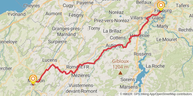 Camino Lucerne-Geneva stage 10 Map