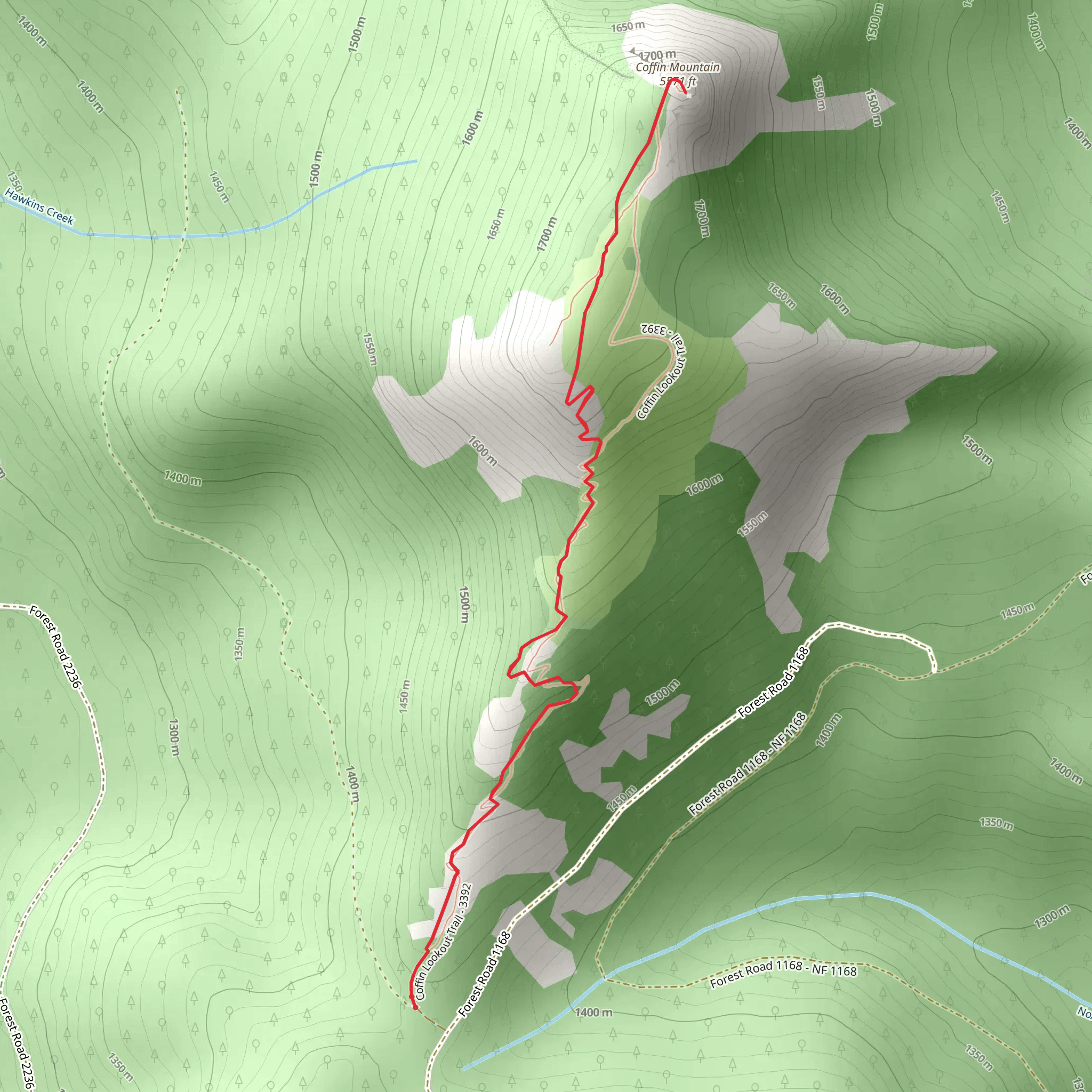 Coffin Lookout Trail mobile static map