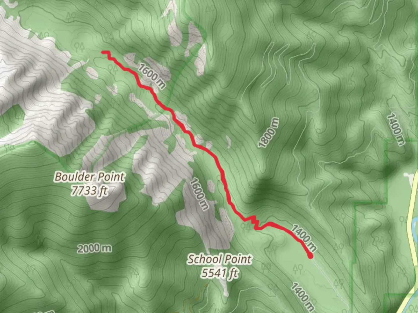 An image depicting the trail Boulder Creek Trail from Boulder Creek Horse Camp and its surrounding area.