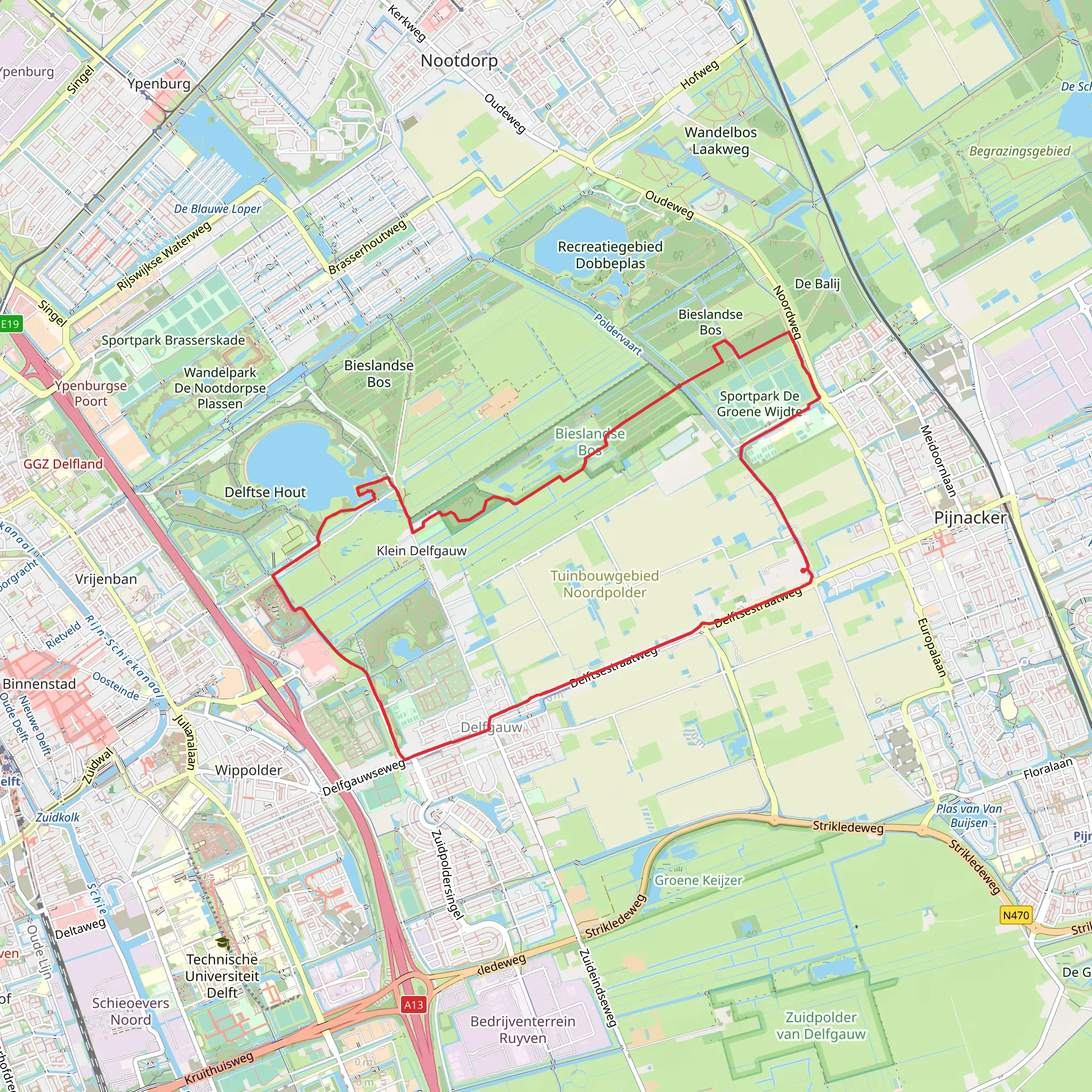 Arboretum, De Grote Plas and Buytenhout Loop mobile static map