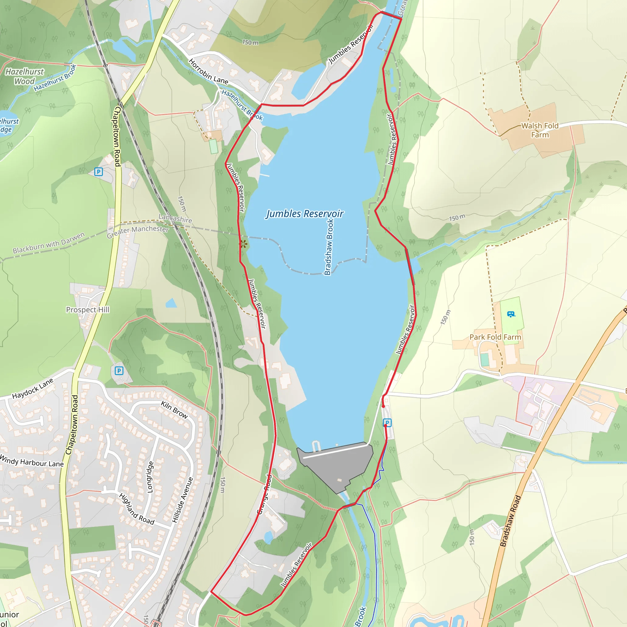 Jumbles Country Park Loop mobile static map
