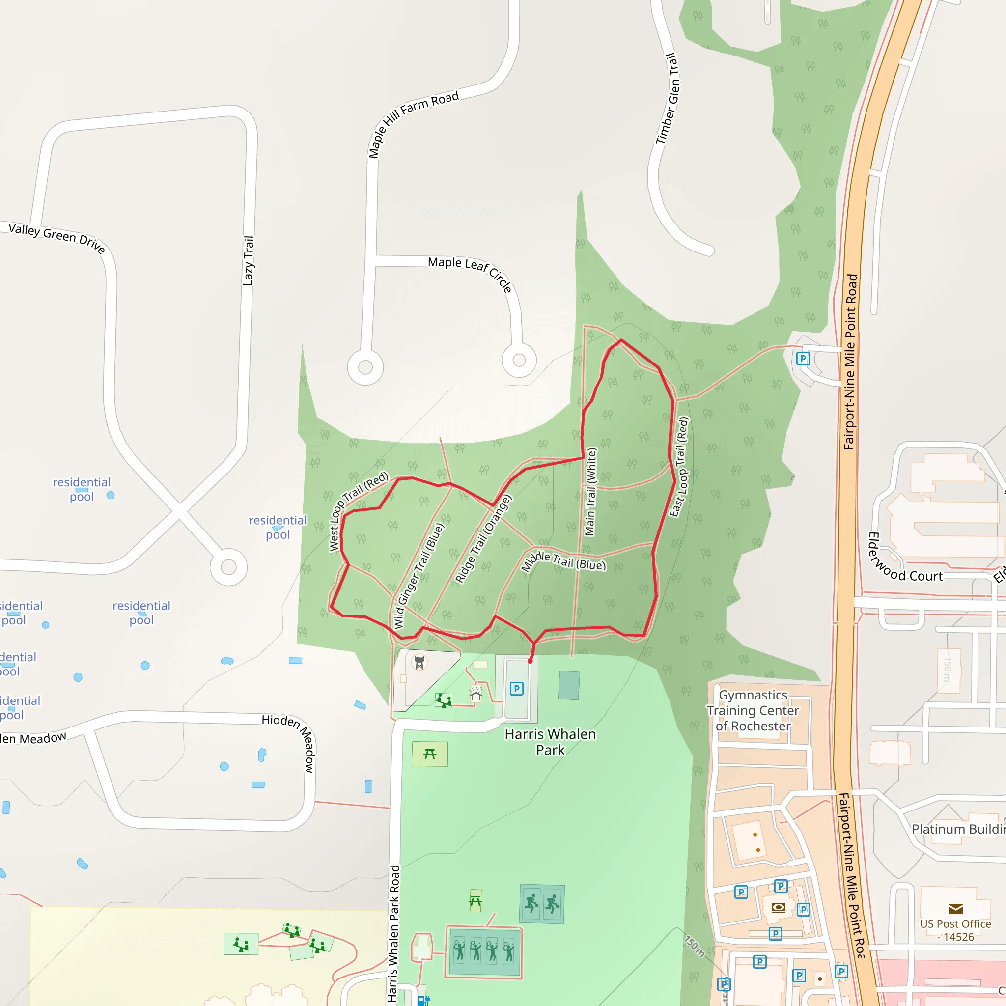 Harris Whalen Park Loop Trail mobile static map