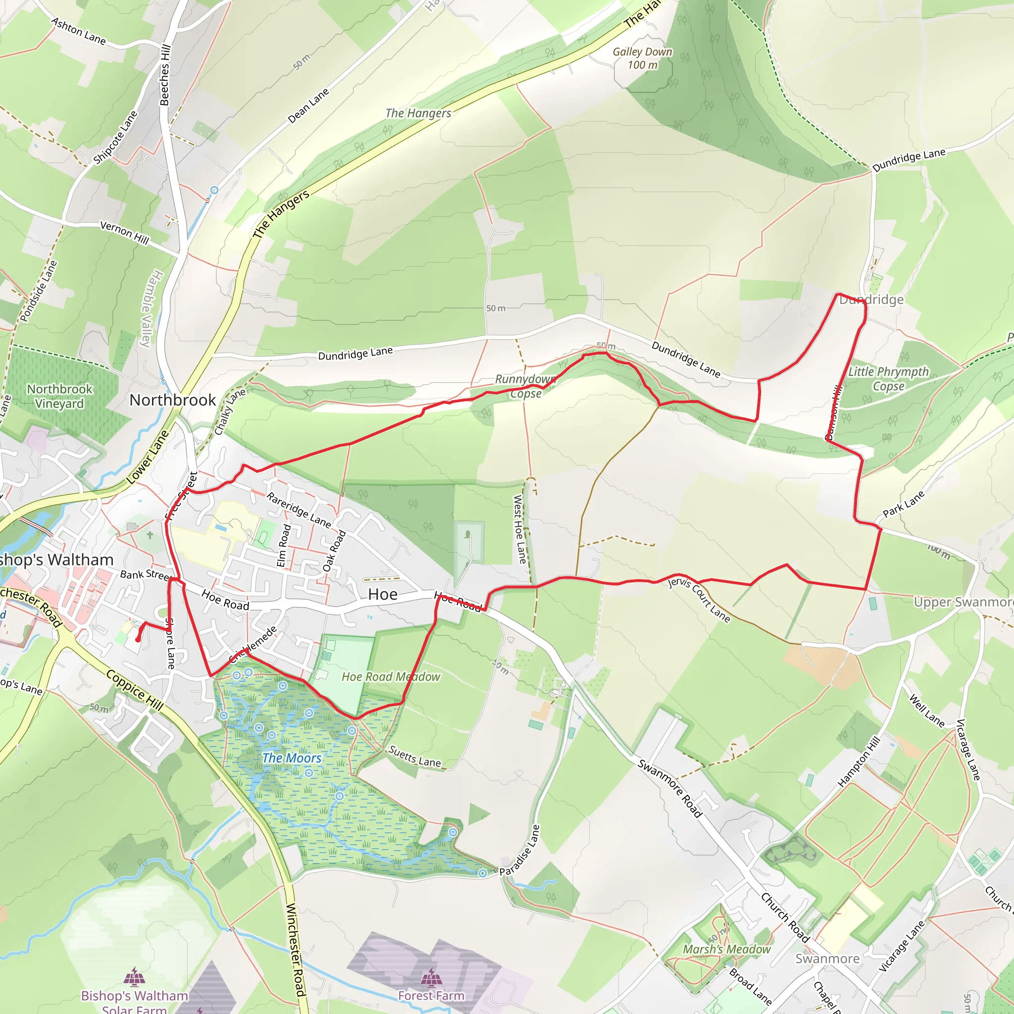 Bishop's Waltham and Upper Swanmore Loop mobile static map
