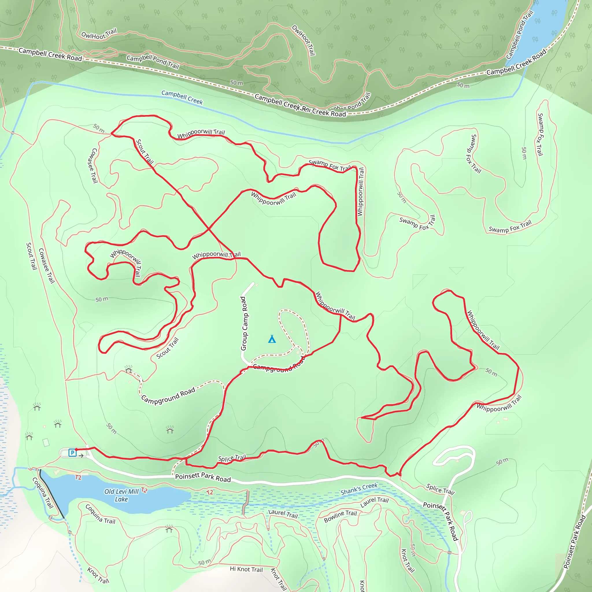 Whippoorwill Loop Trail mobile static map