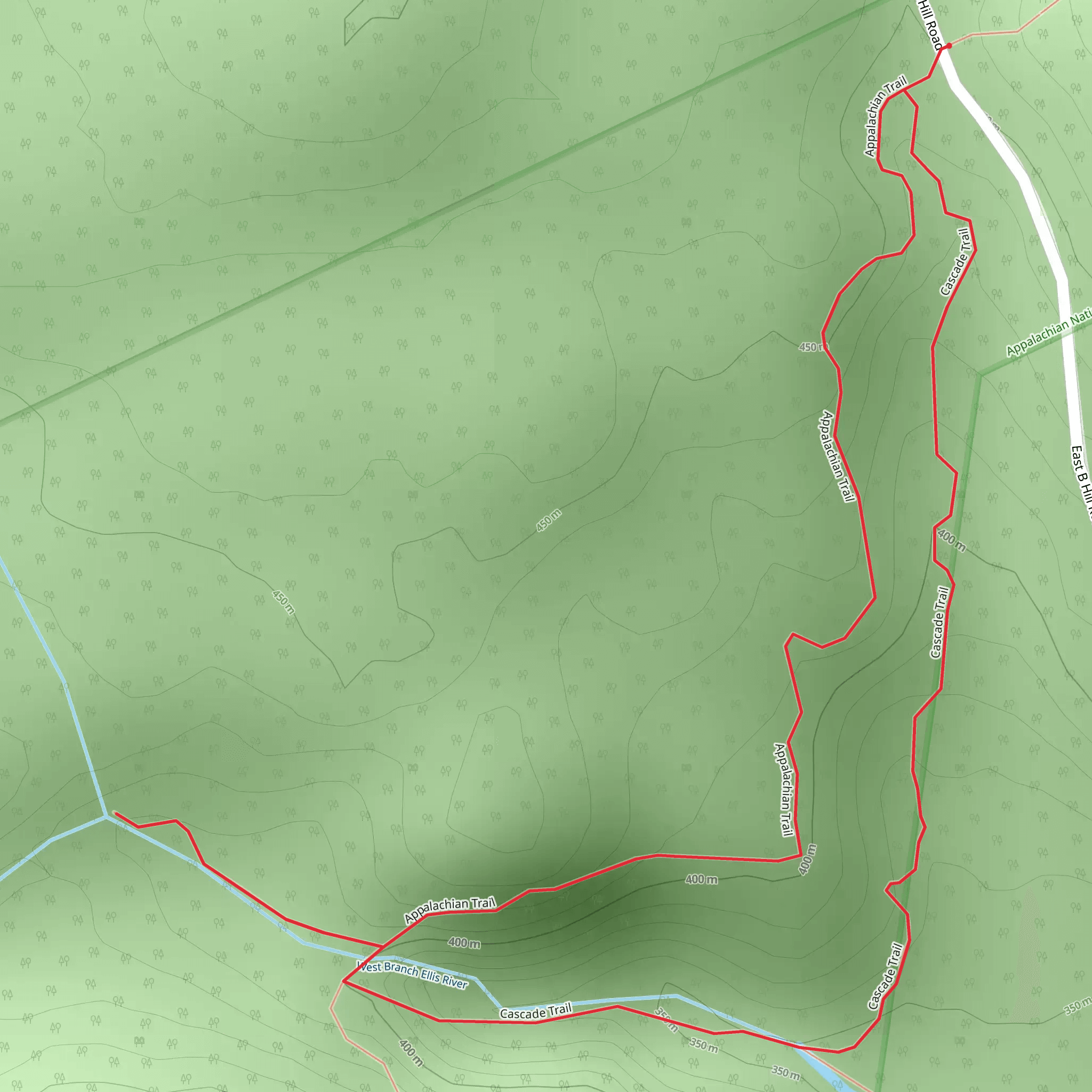 Dunn Falls via Appalachian Trail mobile static map