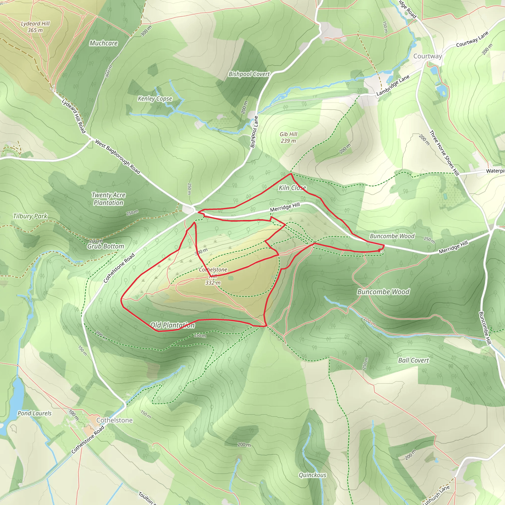 Old Plantation, Cothelstone Hill and Kiln Close mobile static map