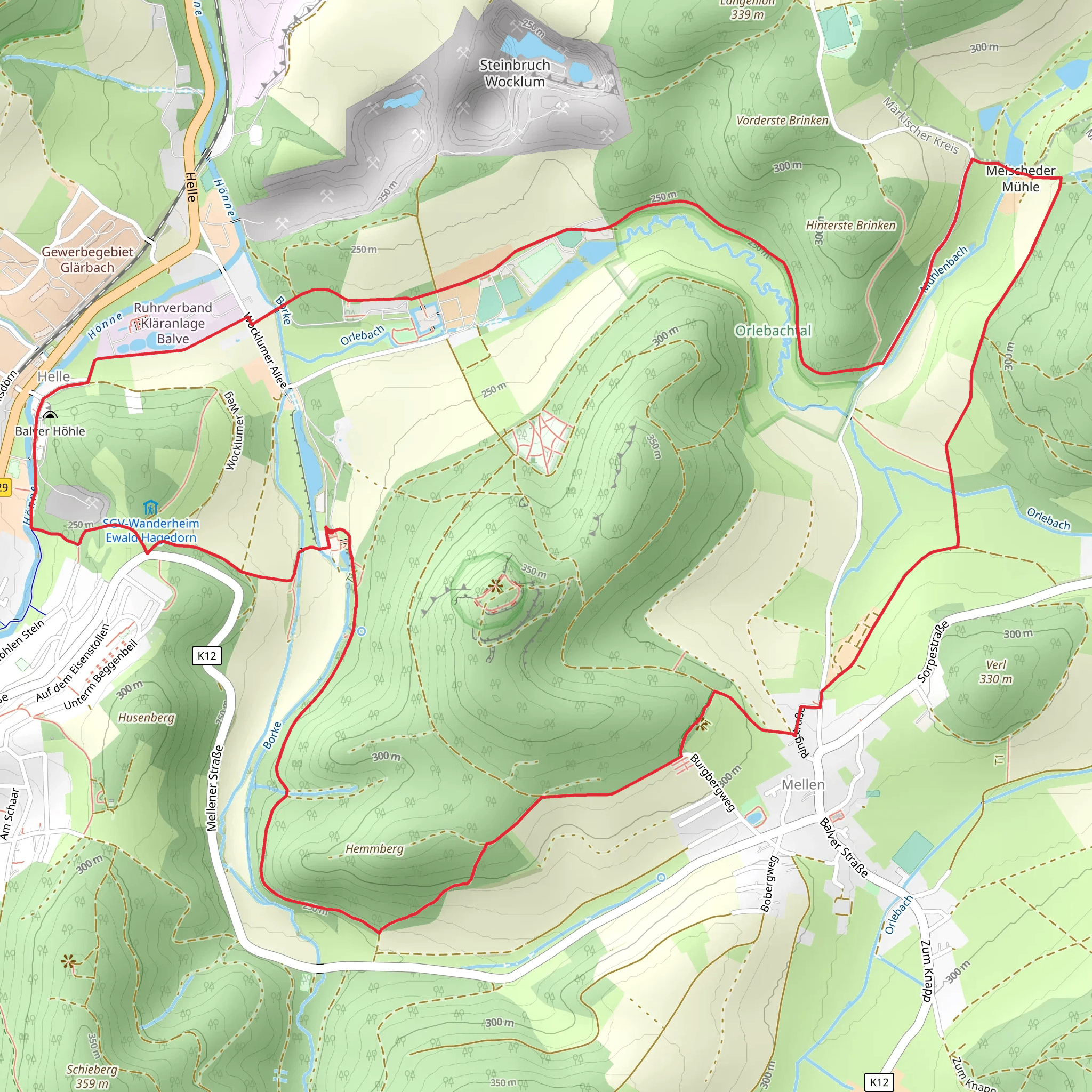 Luisenhutte, Orlebachtal and Balve Cave Loop mobile static map