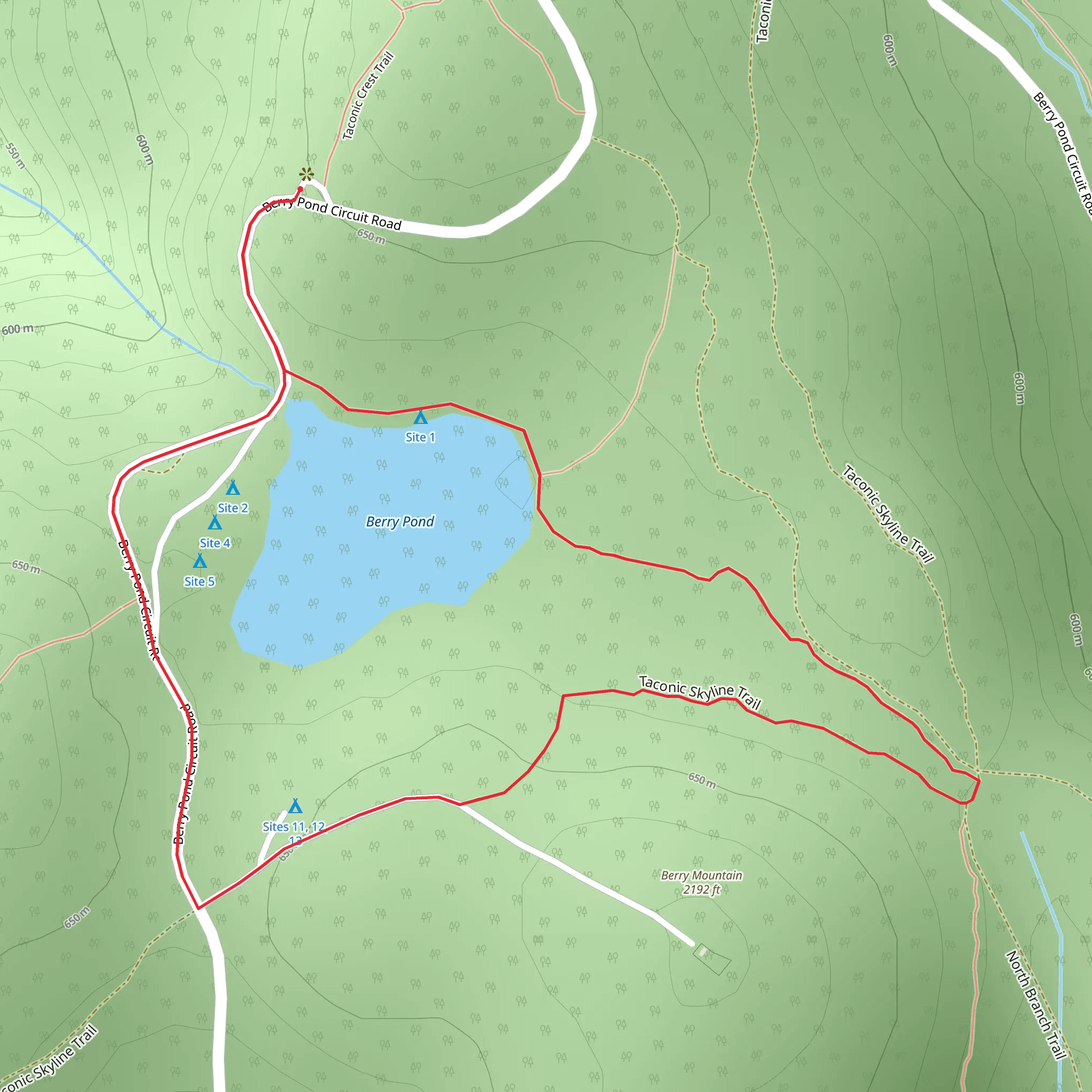 Berry Pond Loop mobile static map