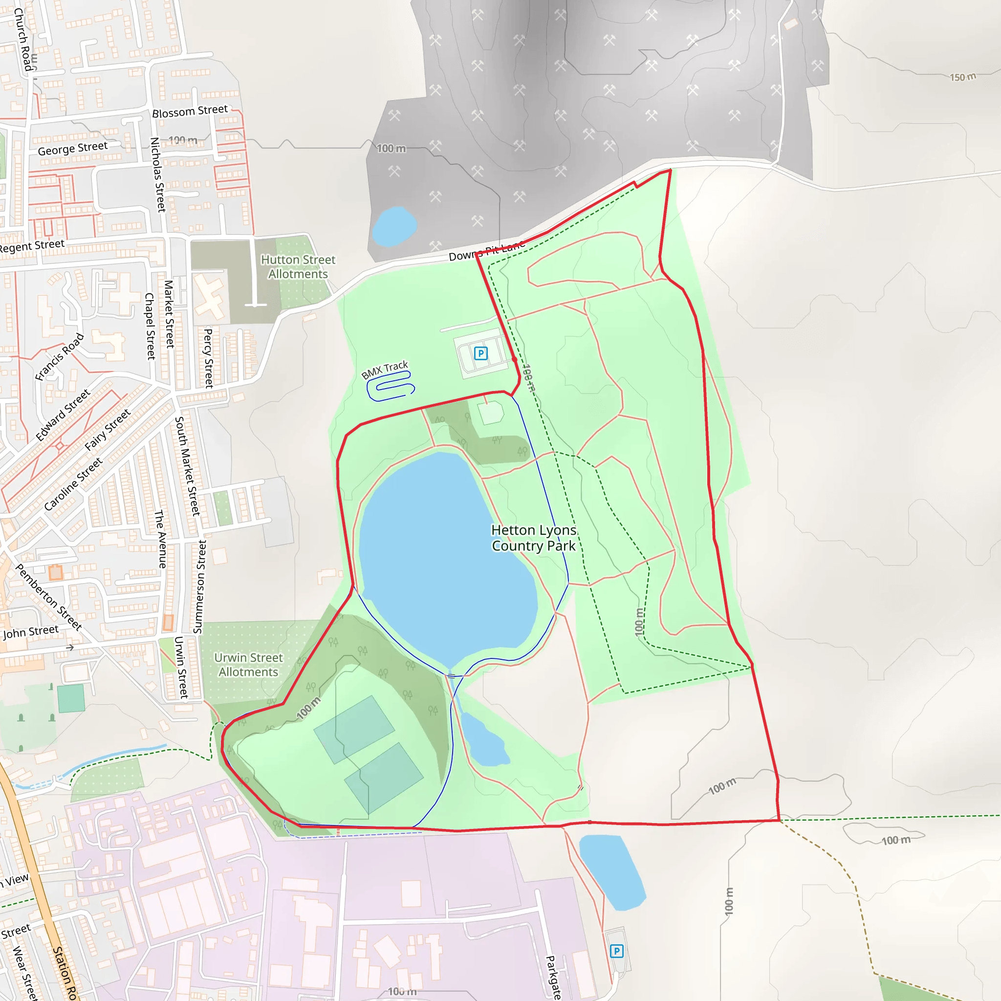 Hetton Lyons Country Park Long Loop mobile static map