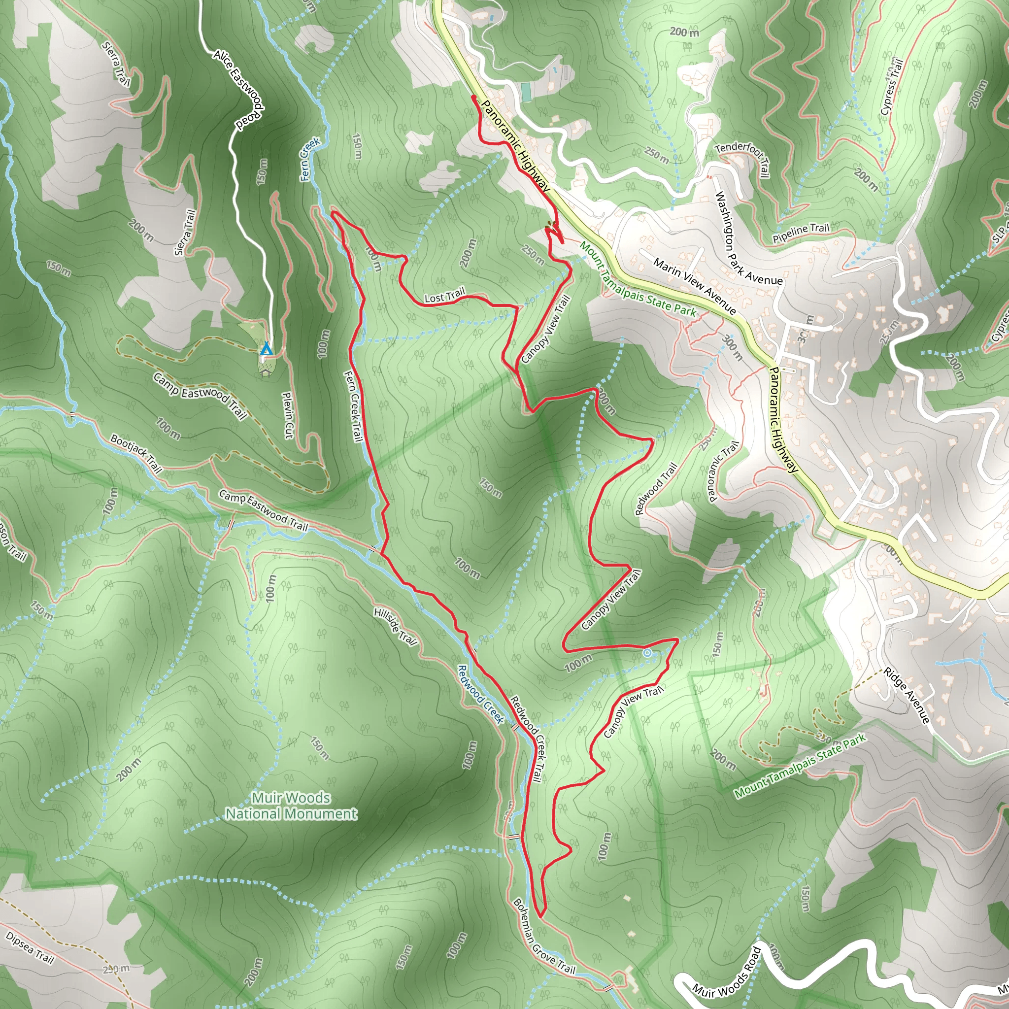 Fern Creek Trail and Canopy Trail Loop mobile static map