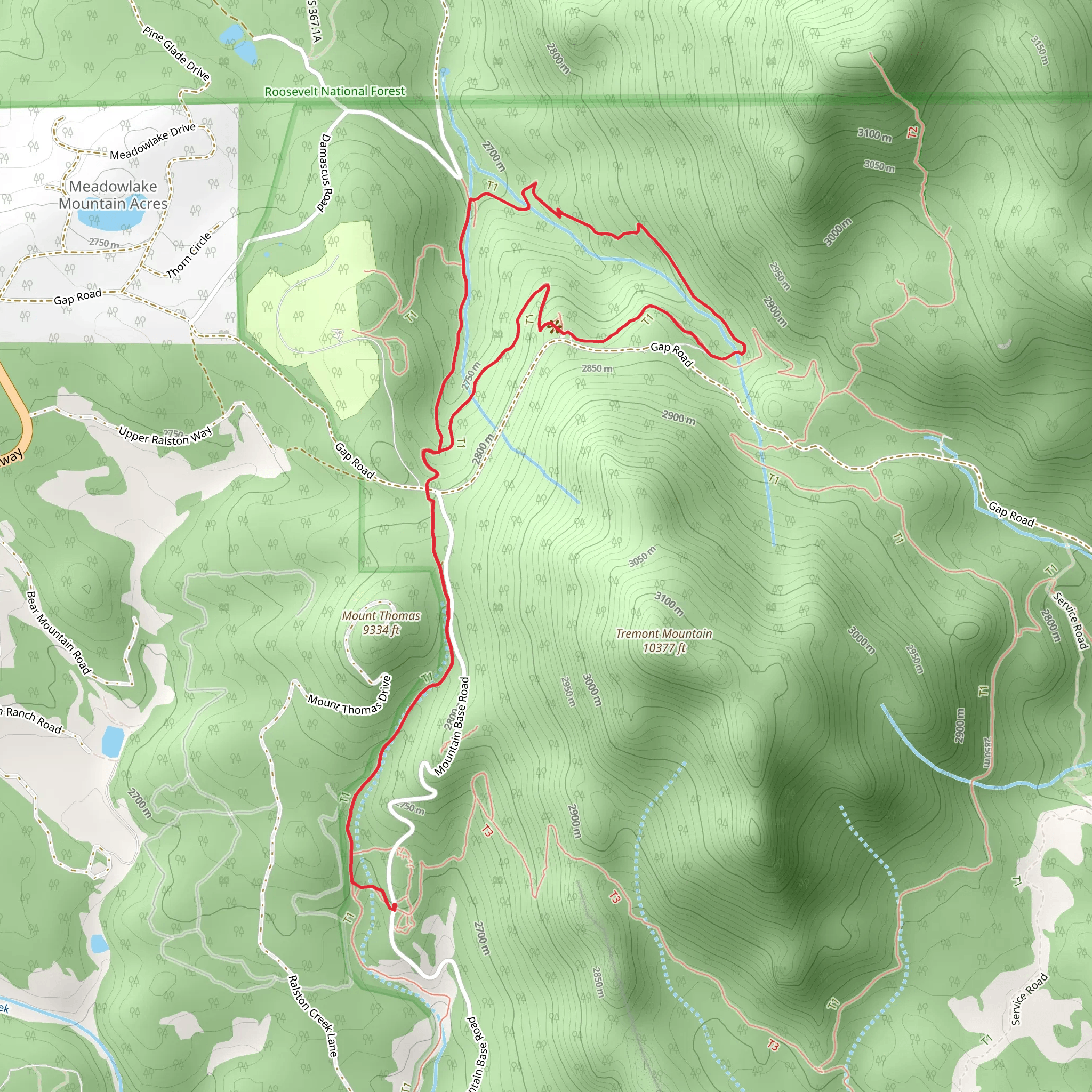 Raccoon - Mule Deer Loop Trail mobile static map