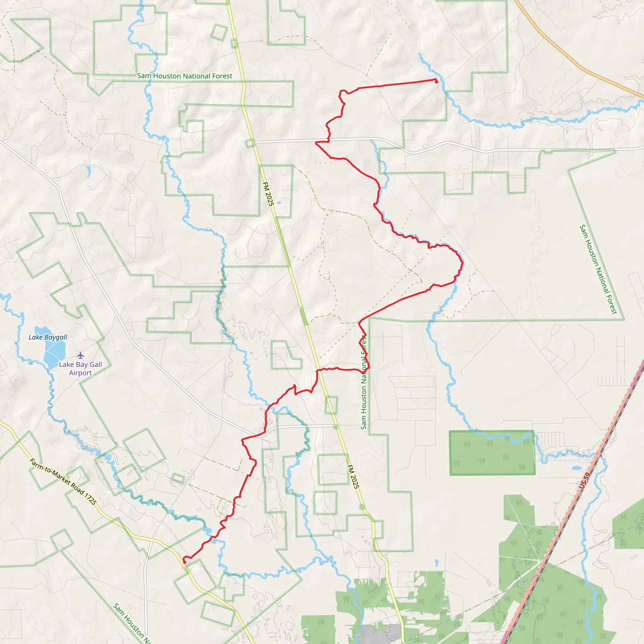 Lone Star Hiking Trail - Big Creek mobile static map