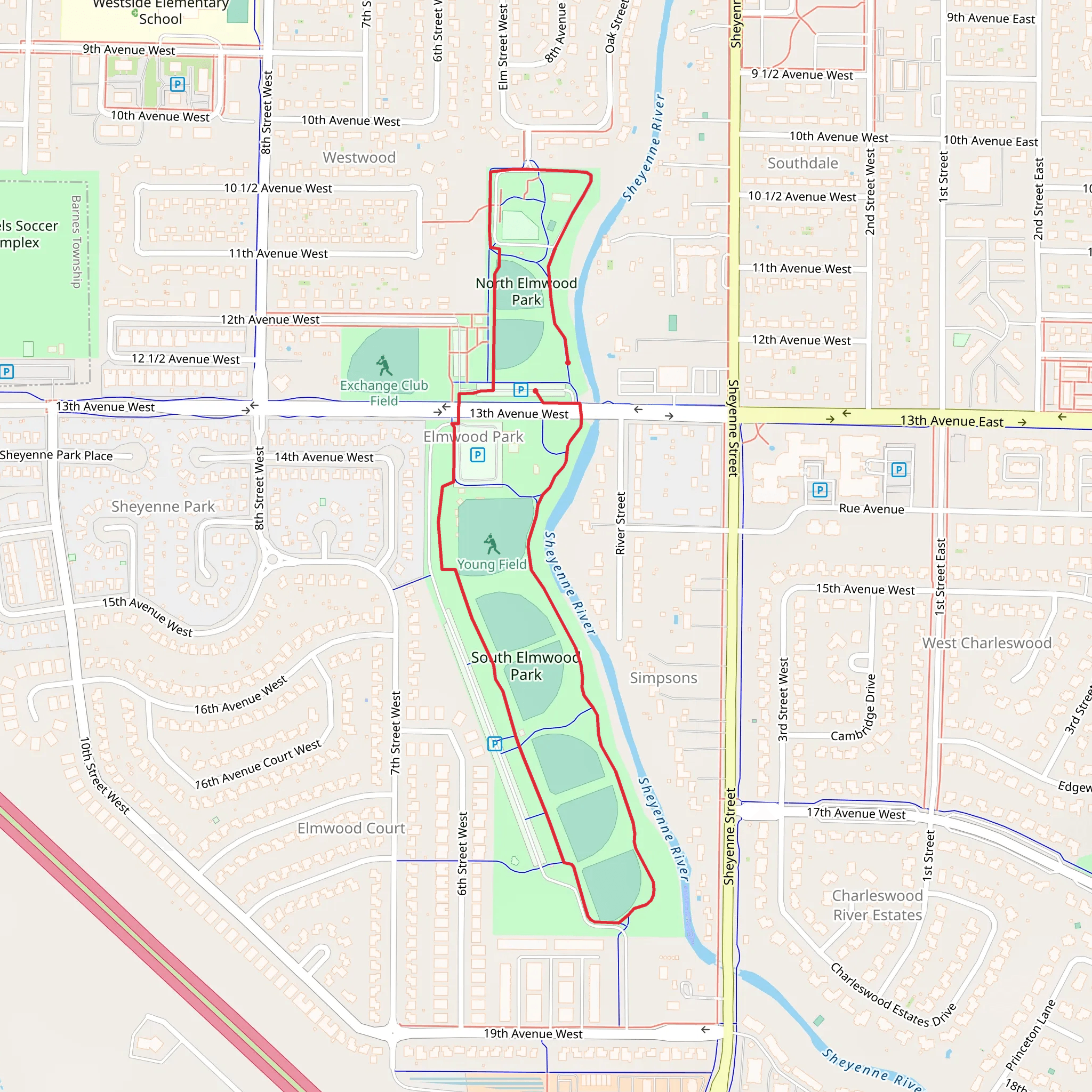 South and North ELmwood Park Loop mobile static map