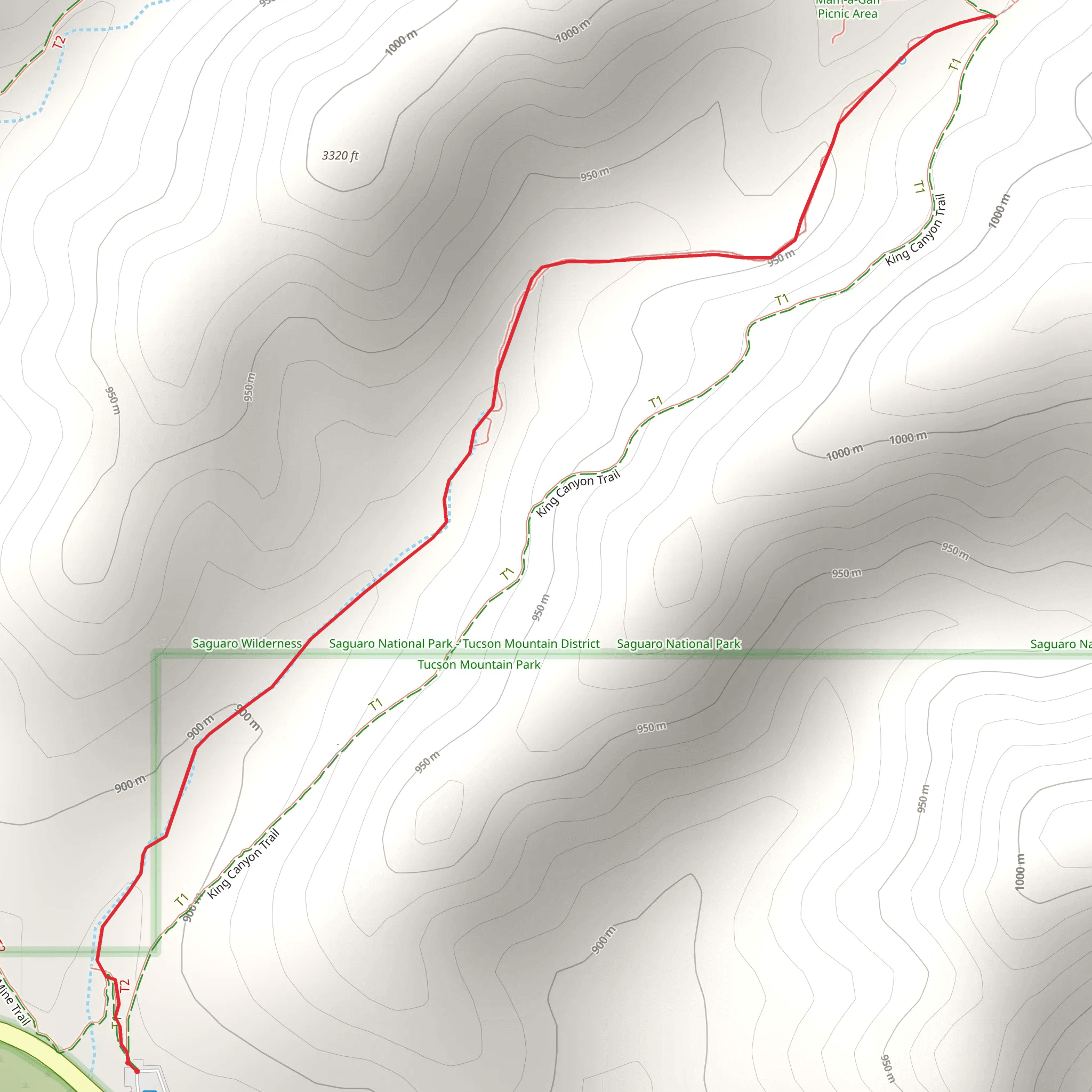 King Canyon Wash Trail mobile static map