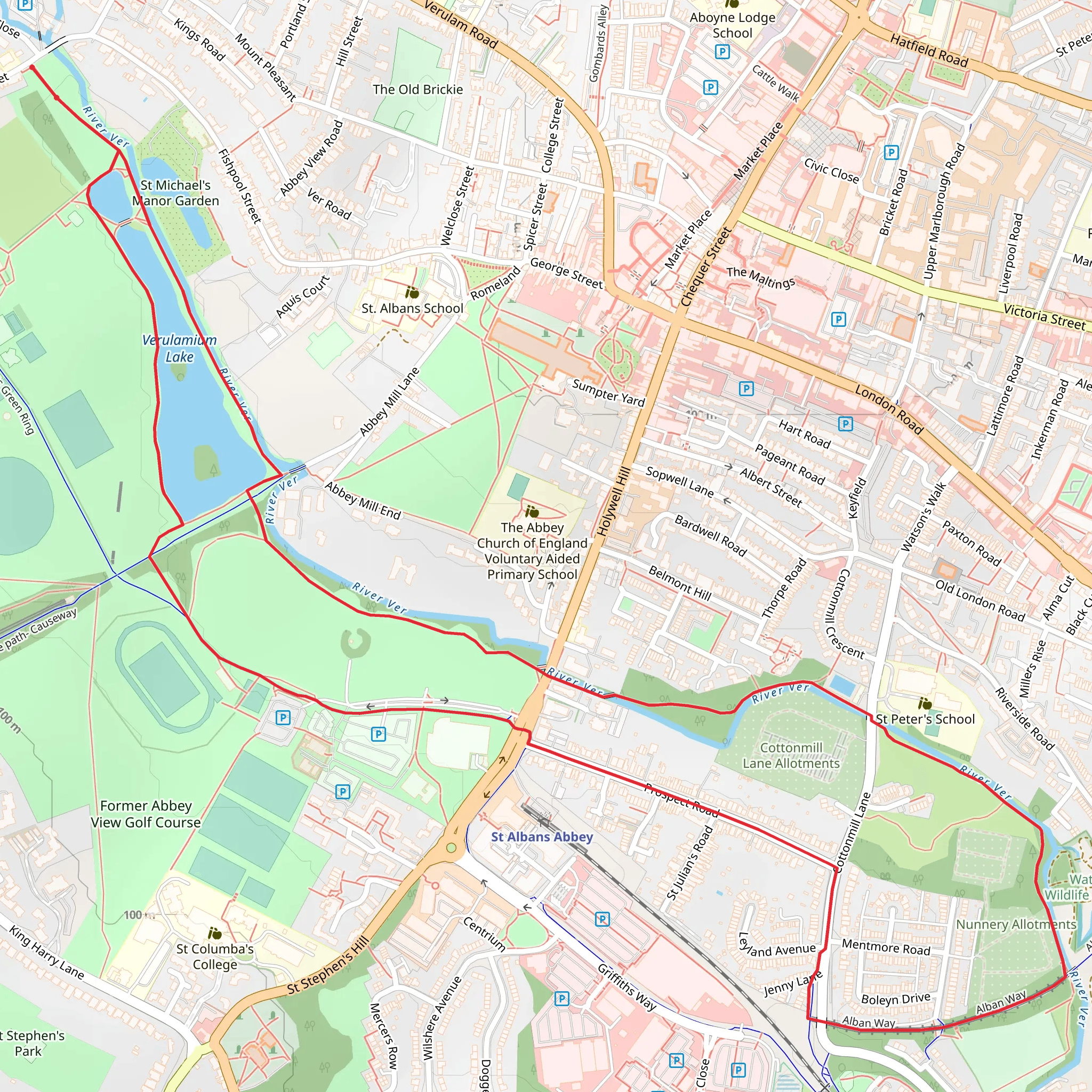 Verulamium Lake and St Albans Green Ring mobile static map