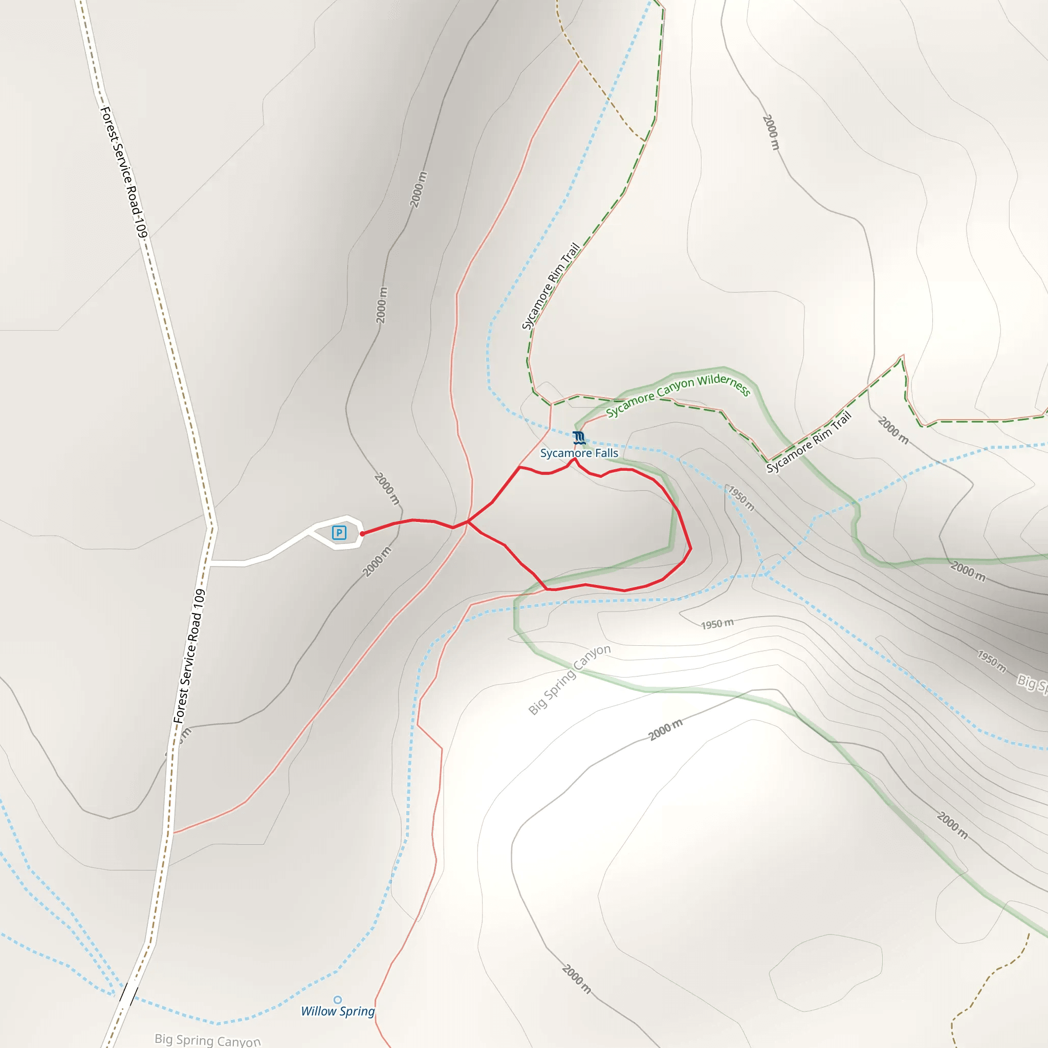 Sycamore Falls Loop mobile static map
