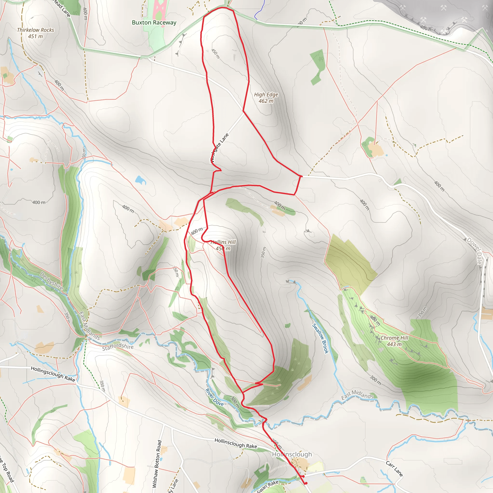 Hollins Hill & High Edge from Hollinsclough mobile static map