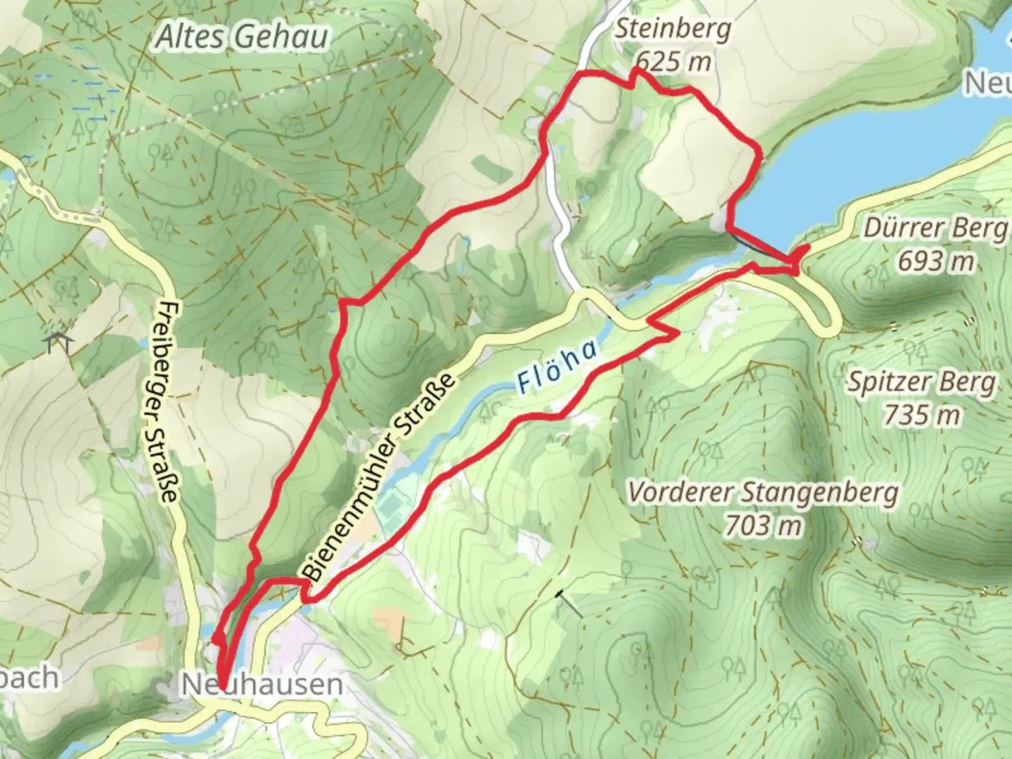 An image depicting the trail Schloß Purschenstein and Talsperre Rauschenbach Loop and its surrounding area.