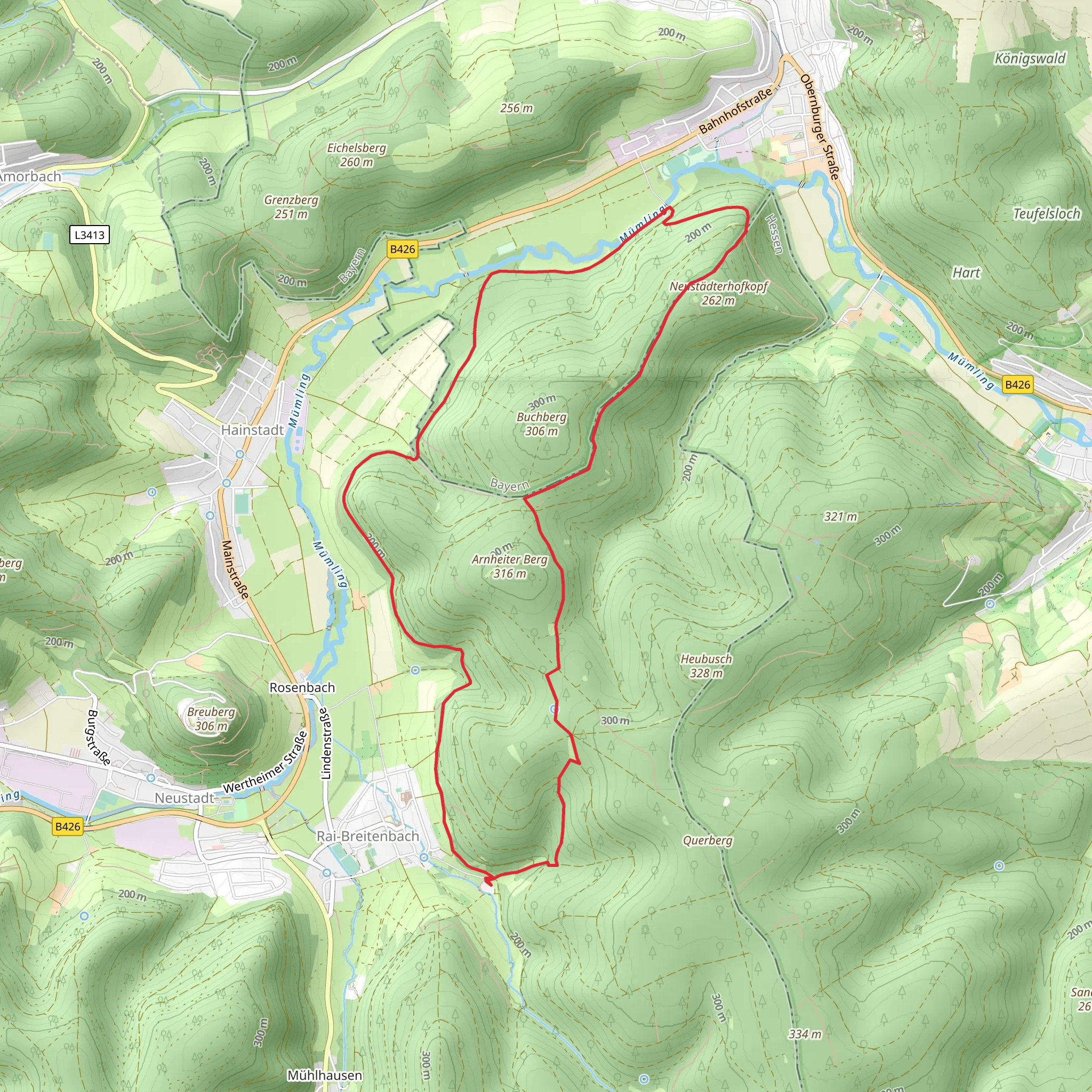 Loop from Mömlingen via Sophienhof mobile static map