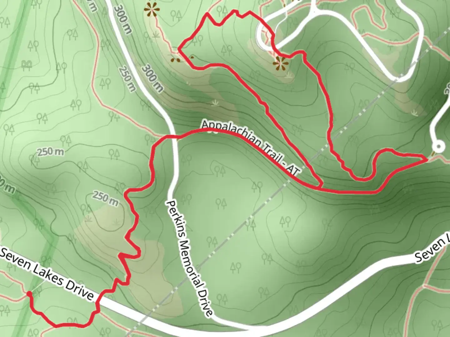 An image depicting the trail Perkins Memorial Tower Loop Trail and its surrounding area.