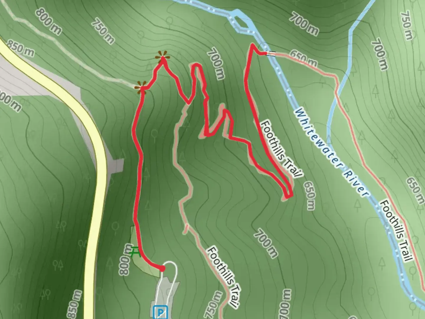 An image depicting the trail Foothills Trail and its surrounding area.