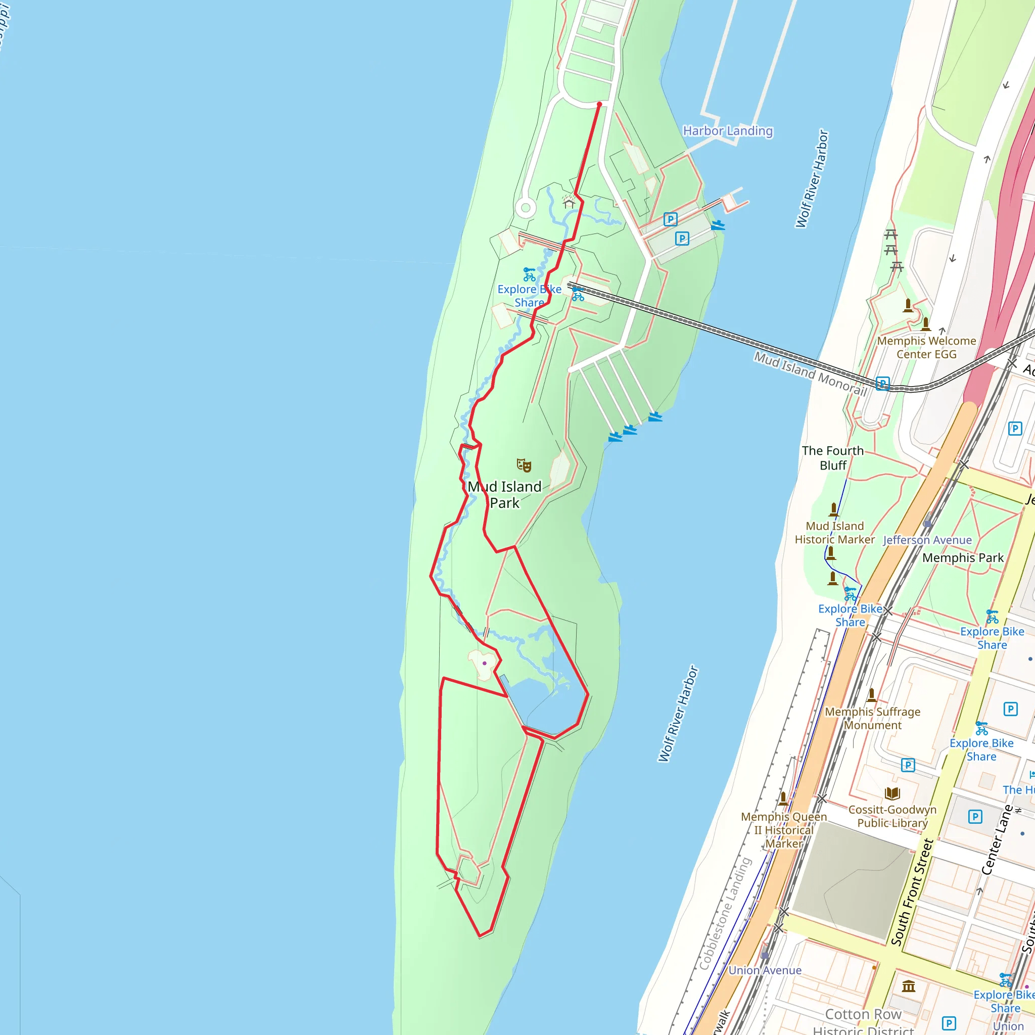 Mud Island Park Loop mobile static map