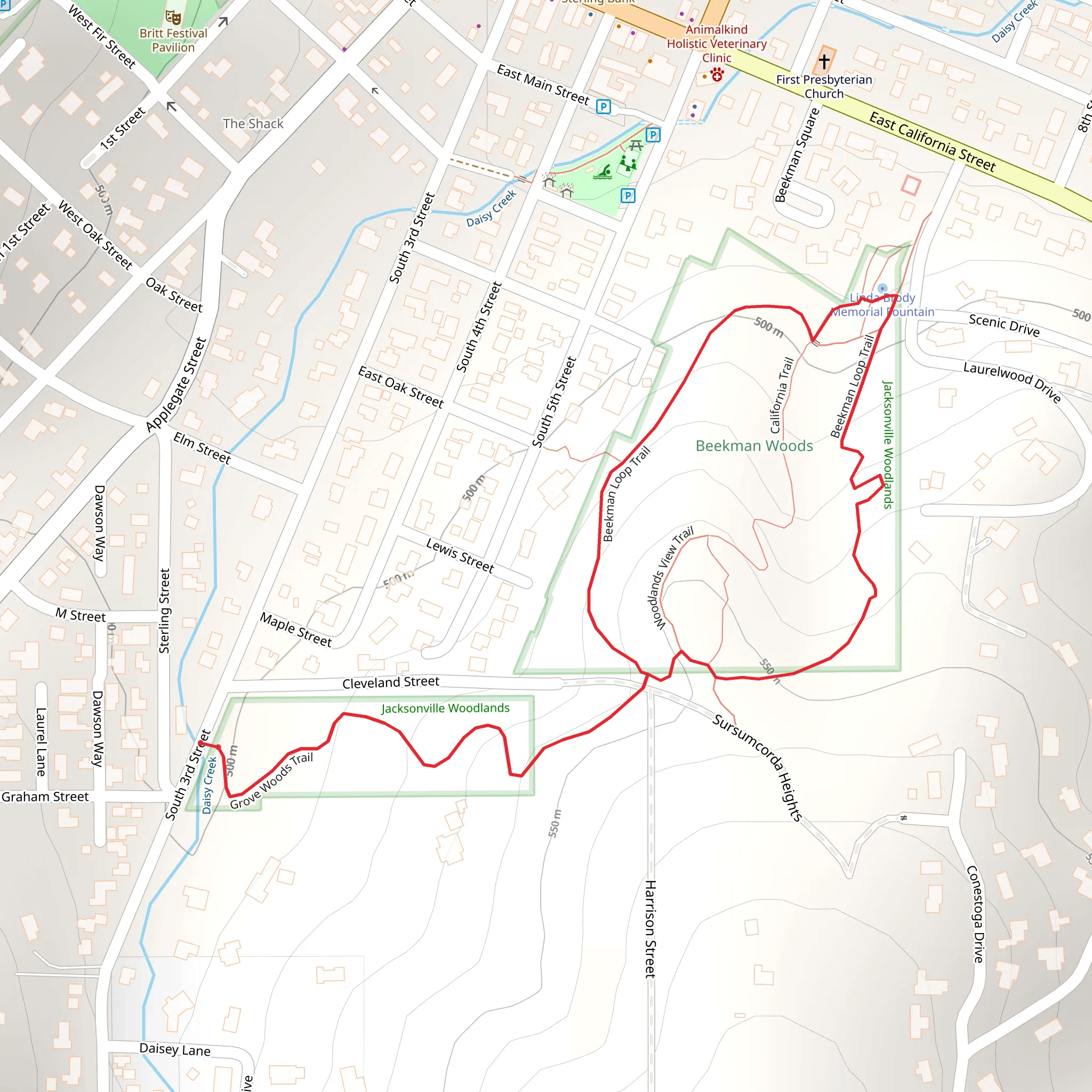 Grove Woods and Beekman Loop Trail mobile static map