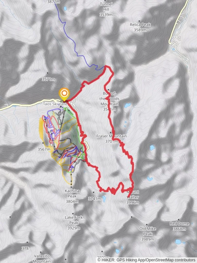 An image depicting the trail Fraser Mountain, Bull of the Woods and Wheeler Peak Loop and its surrounding area.