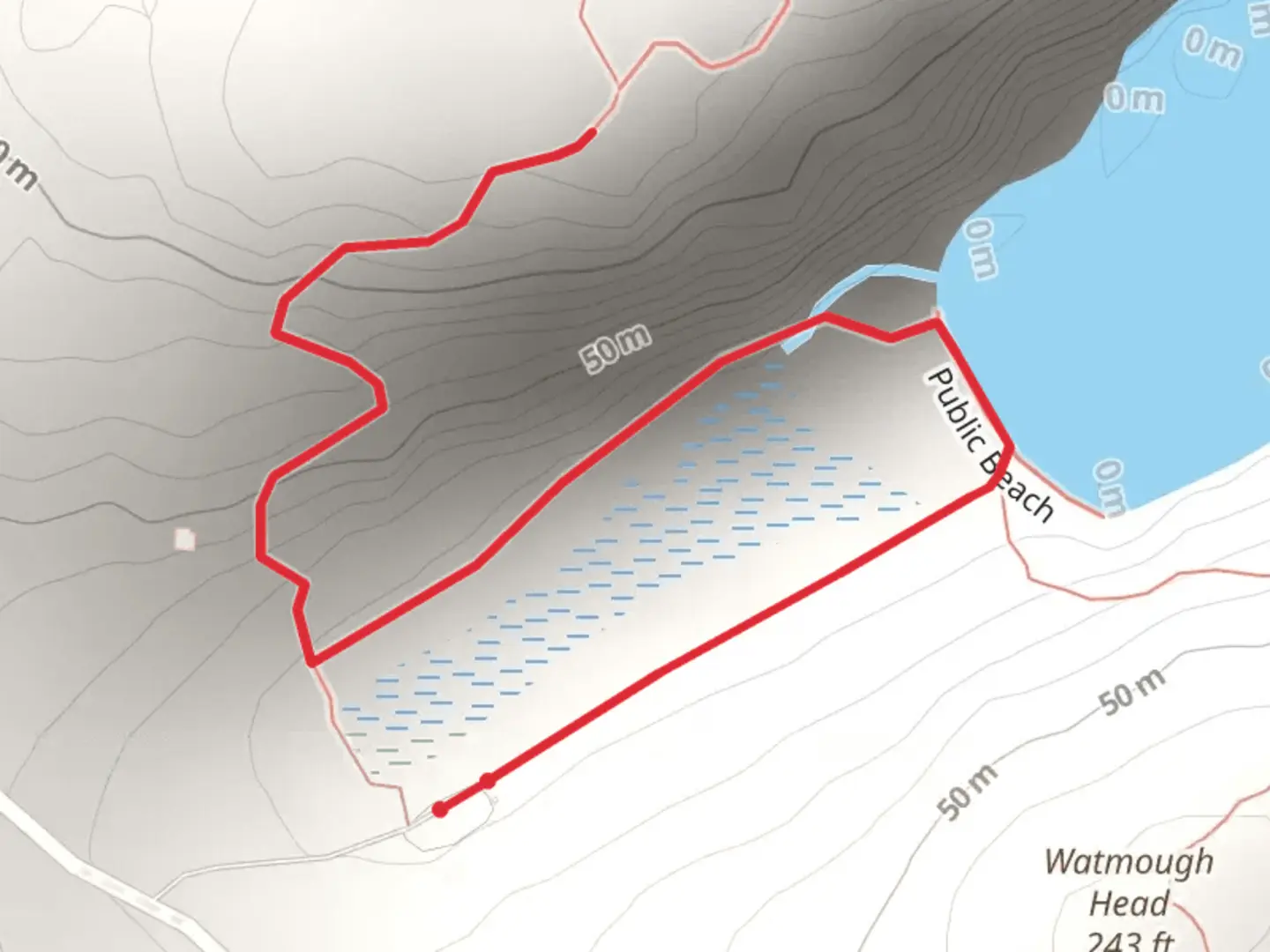 An image depicting the trail Watmough Bay and its surrounding area.