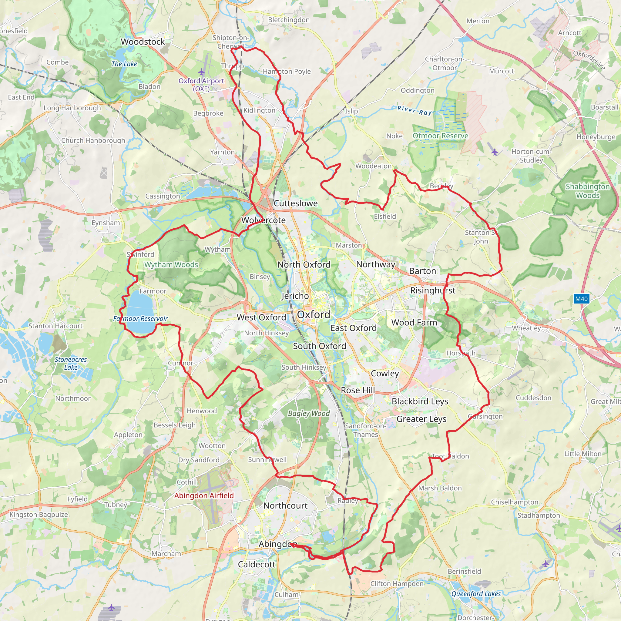 Oxford Green Belt Way mobile static map