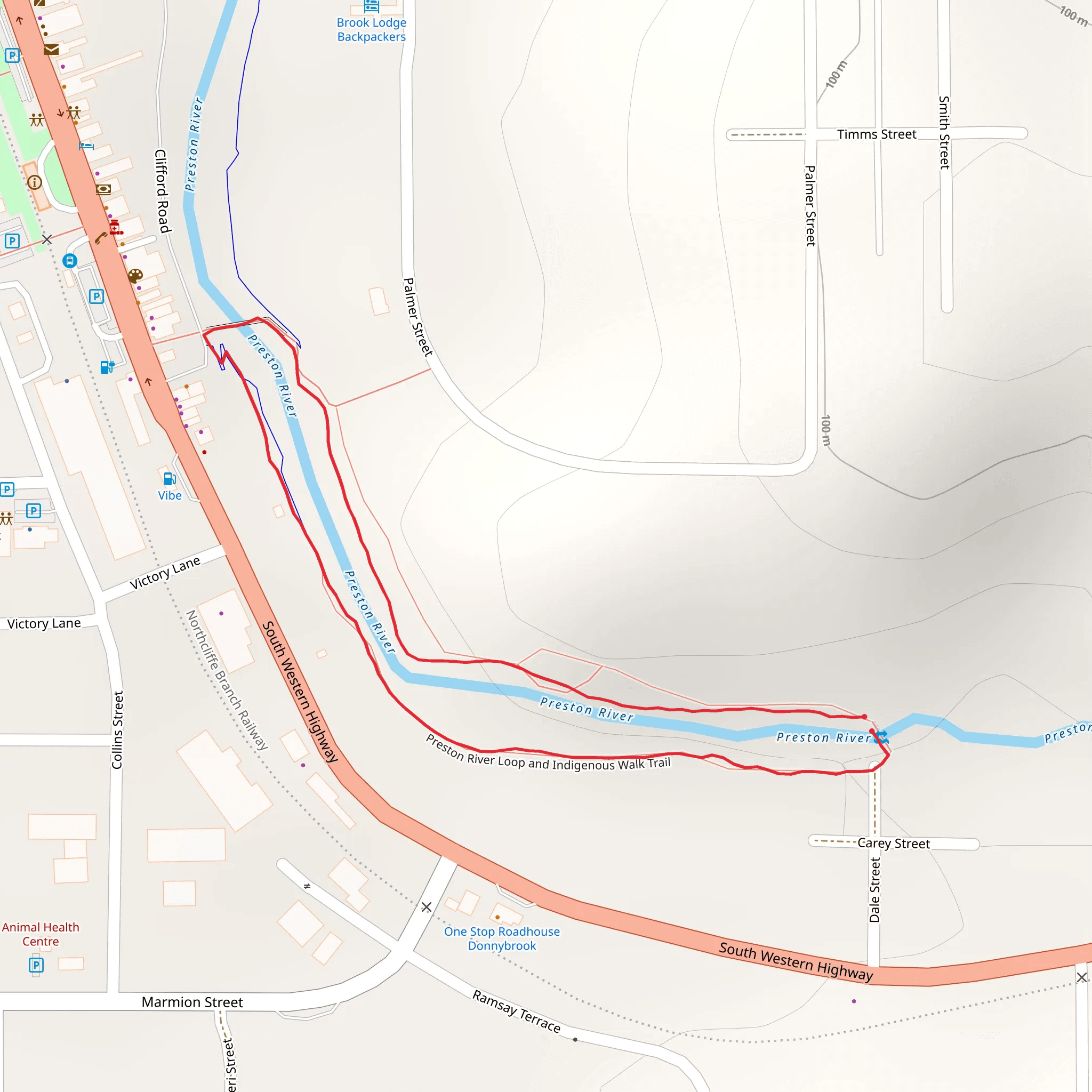 Preston River Loop and Indigenous Walk mobile static map