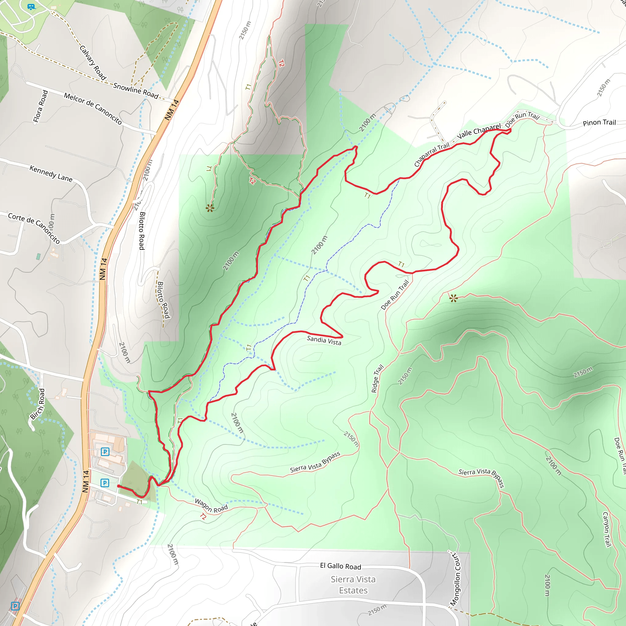 Arroyo - west side and Sandia Vista Loop Trail mobile static map