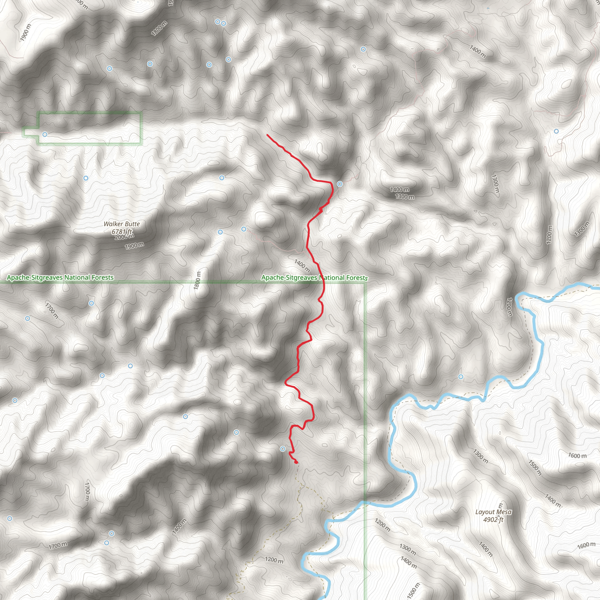 Falls Trail via Woods Trail mobile static map