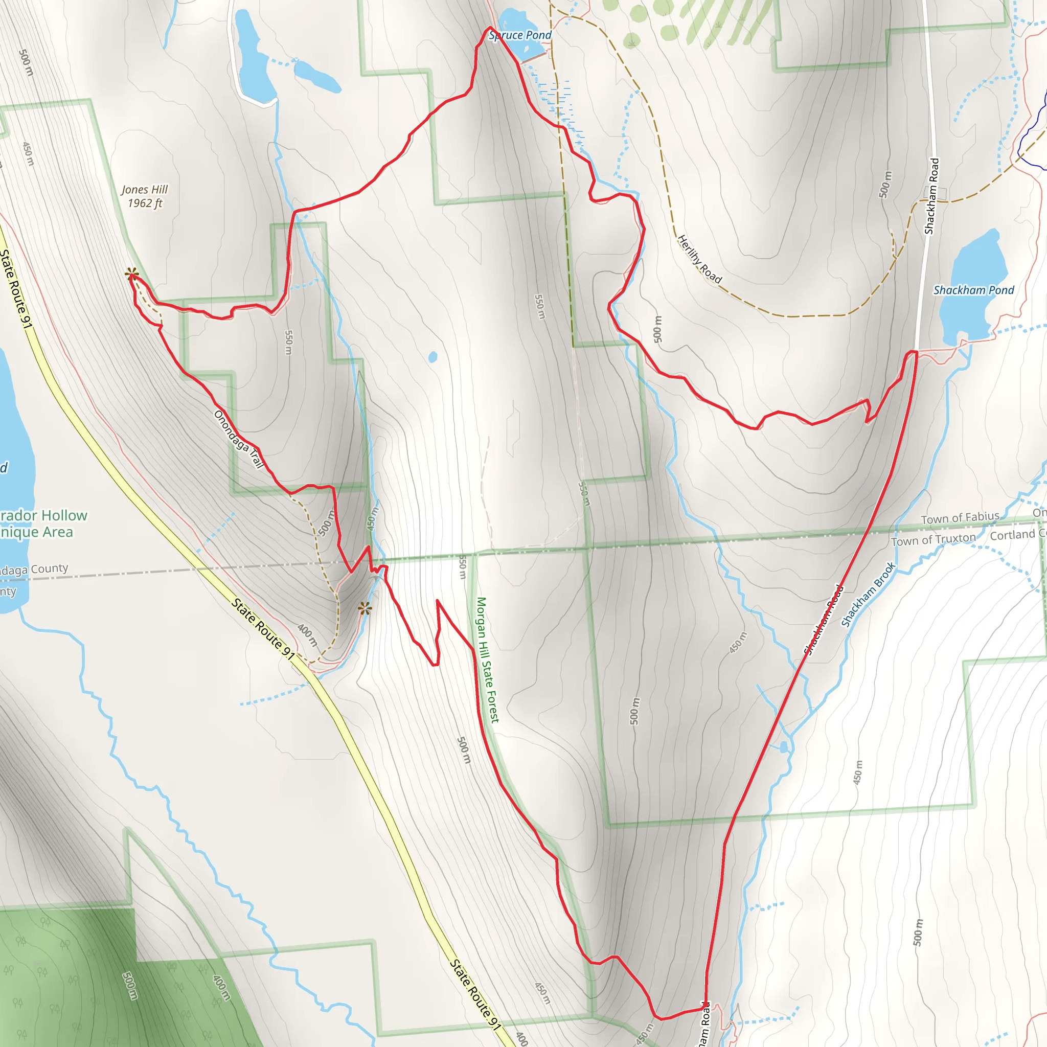 Jones Hill Loop via Onondaga Trail mobile static map