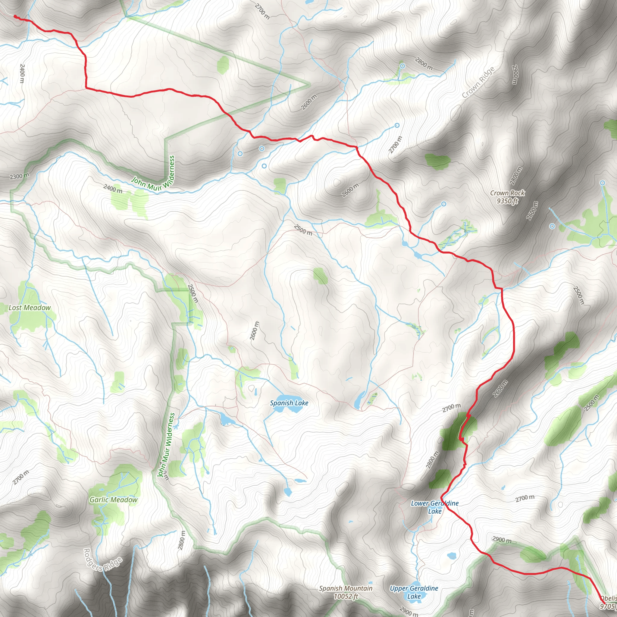 Obelisk Trail via Crown Valley Trail mobile static map