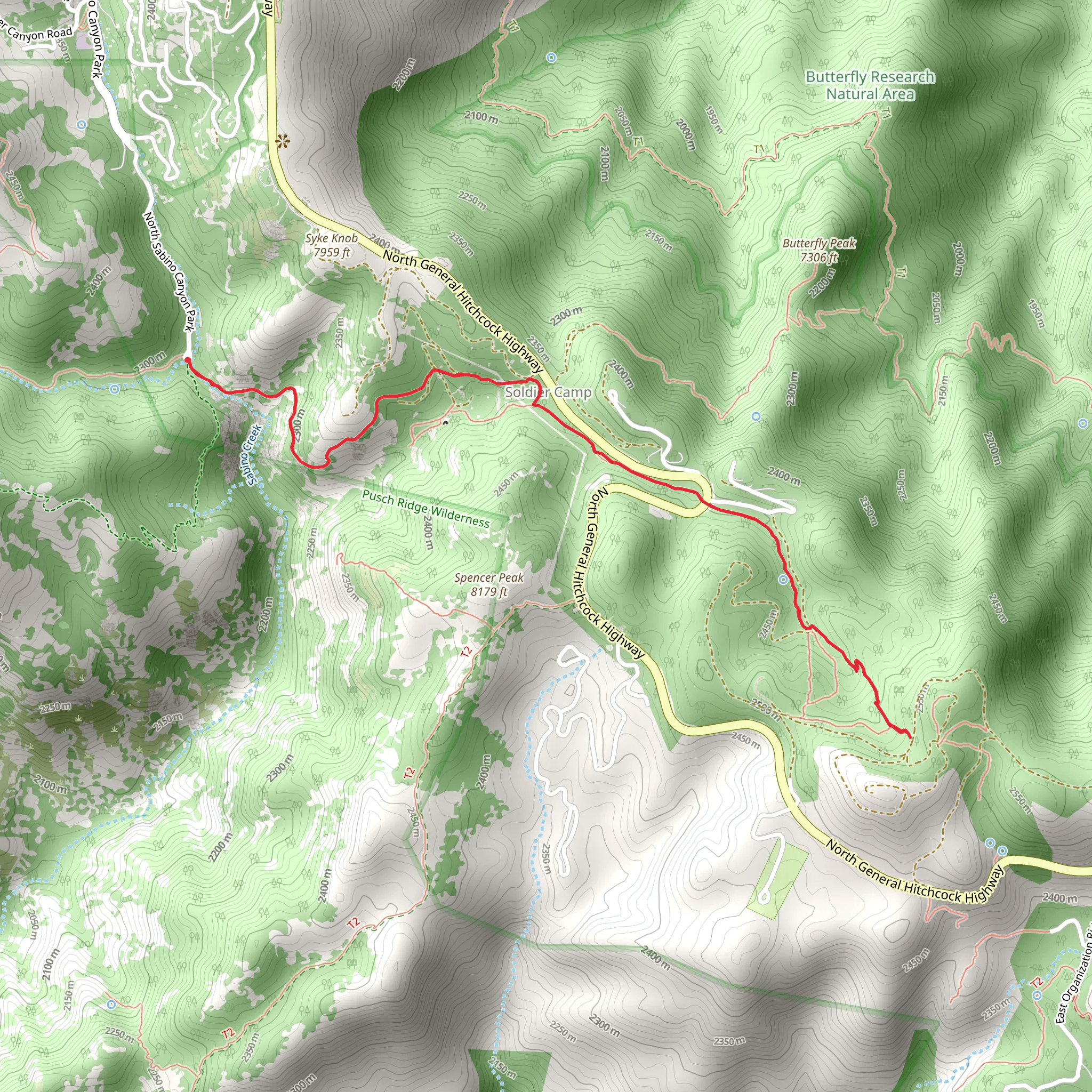 Sabino Creek and Sunset Trail mobile static map