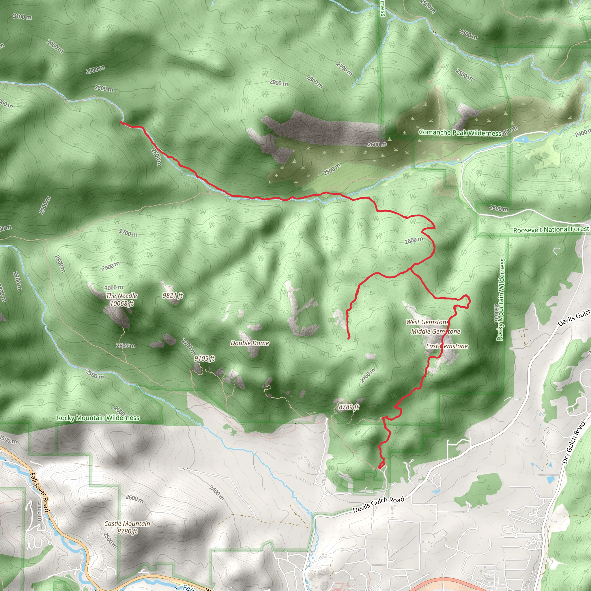 Bridal Veil Falls via Gem Lake Trail mobile static map