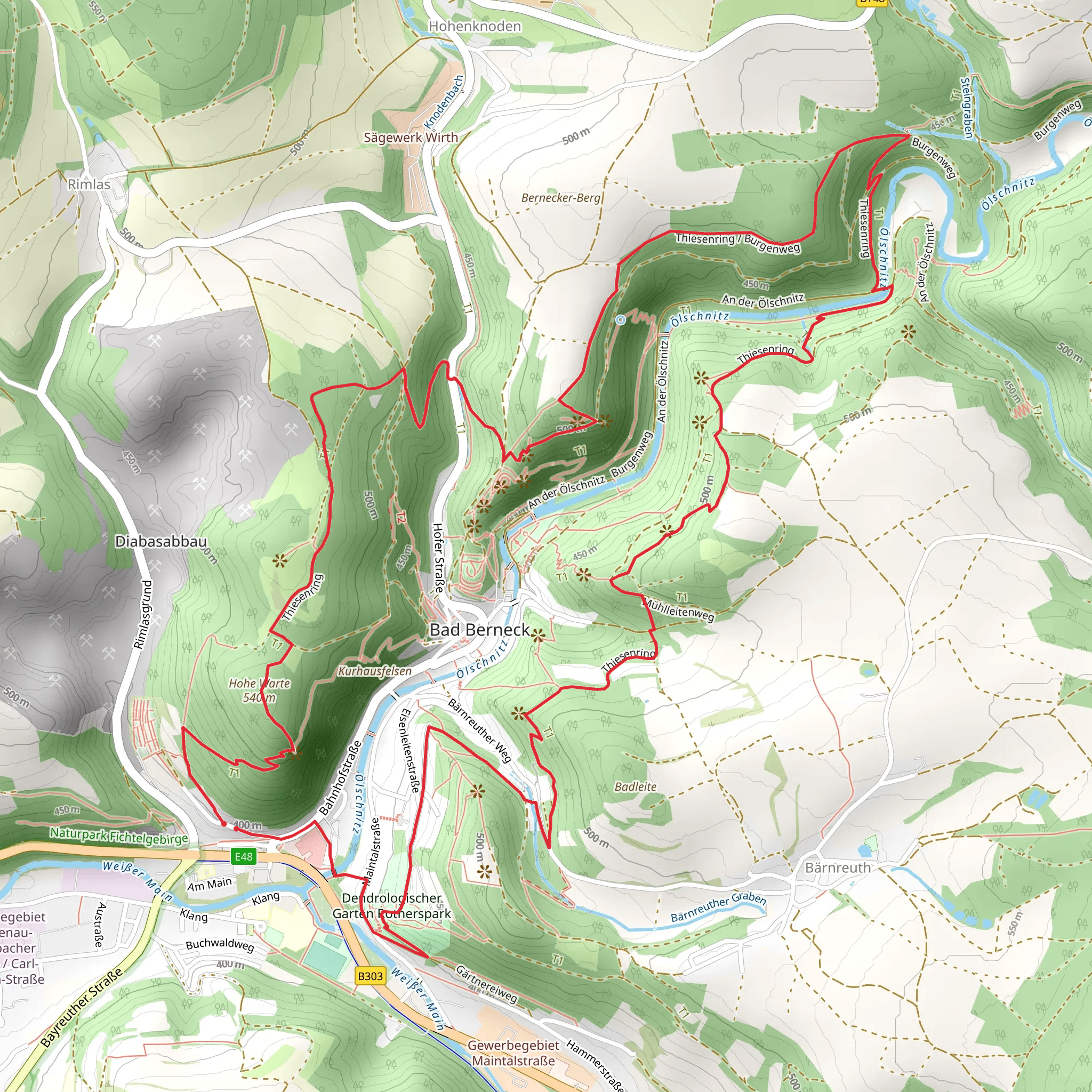 Hohe Warte via Bad Berneck mobile static map