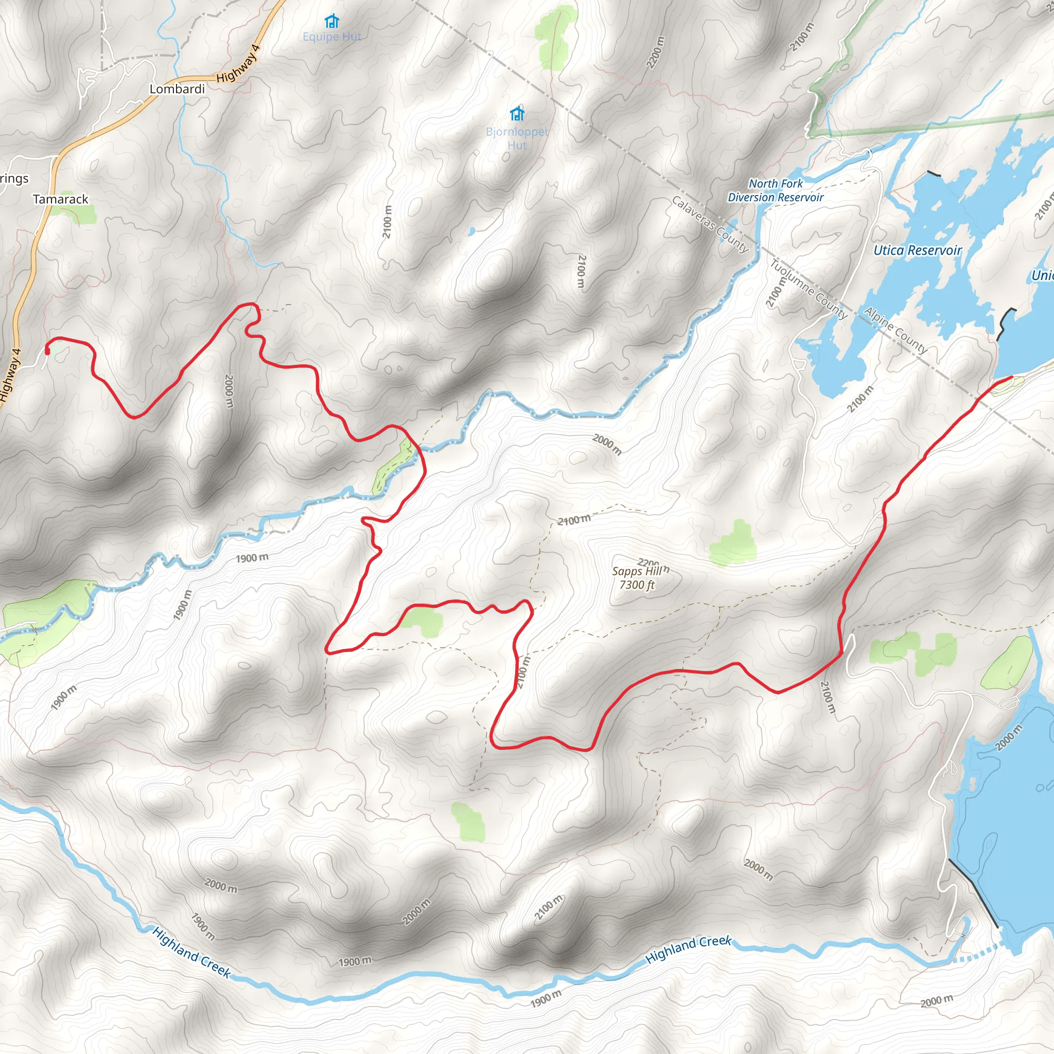 Union Reservoir via Spicer Reservoir Road mobile static map