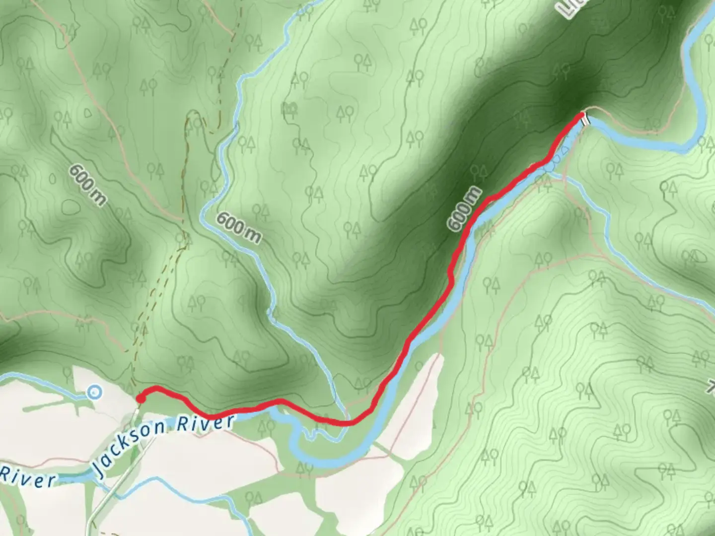 An image depicting the trail Jackson River Gorge Trail and its surrounding area.